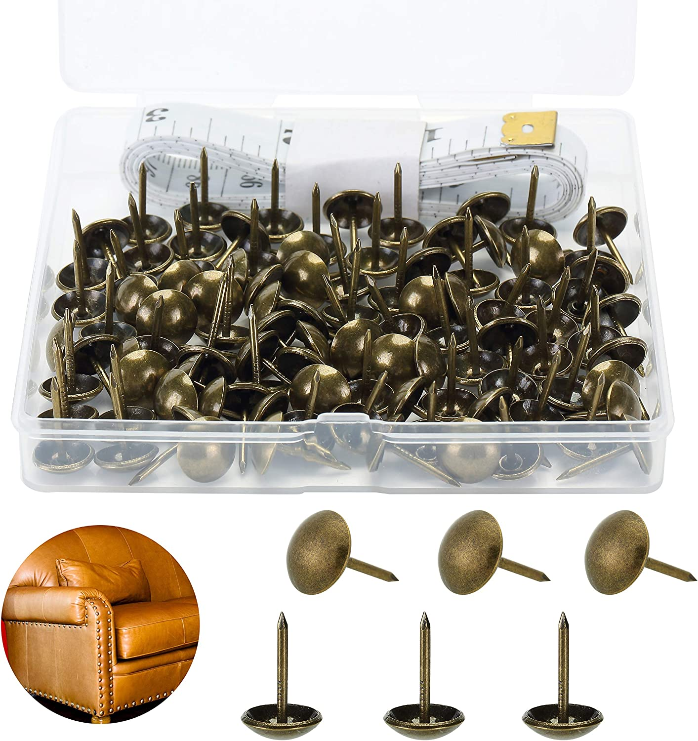 Mr. Pen- Upholstery Tacks, 100 Pack, Furniture Tacks, Decorative Nail Heads, Upholstery Tacks for Furniture, Decorative Tacks, Upholstery Pins, Upholstery Nails, Antique Furniture Brass Tacks