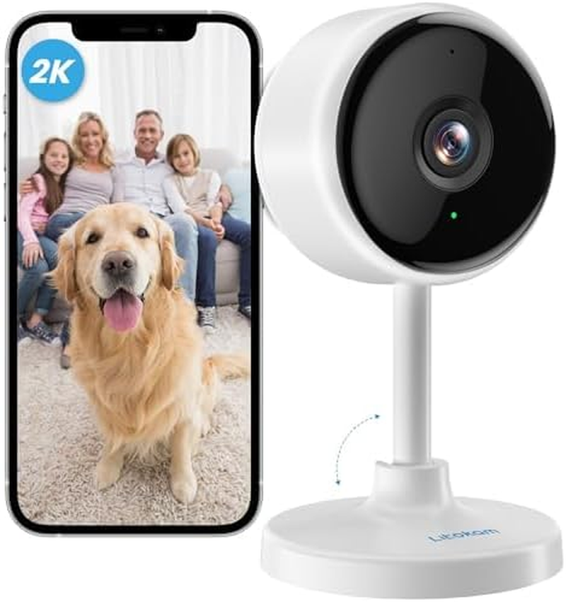 Indoor Camera 2K, Pet Cameras with Phone App, Little Elf Smart Camera with Night Vision, Motion Detection, 2-Way Audio, Baby Monitor for House Security,Work with Alexa