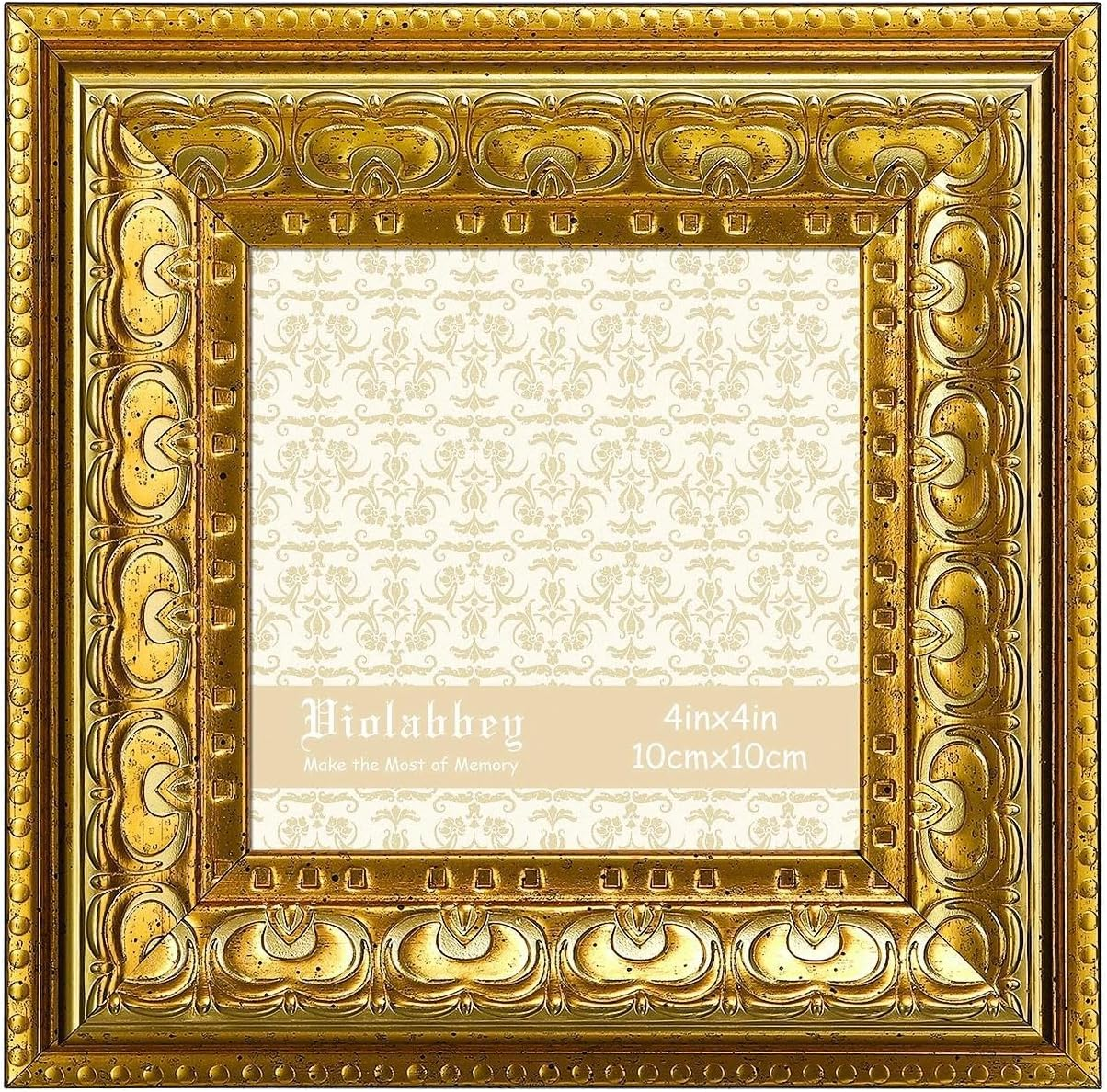 4X4 Picture Frame Gold, Vintage Photo Frame for Wall or Tabletop Display, Classic Design for Office Home Decor, Fits 4X4 Pictures