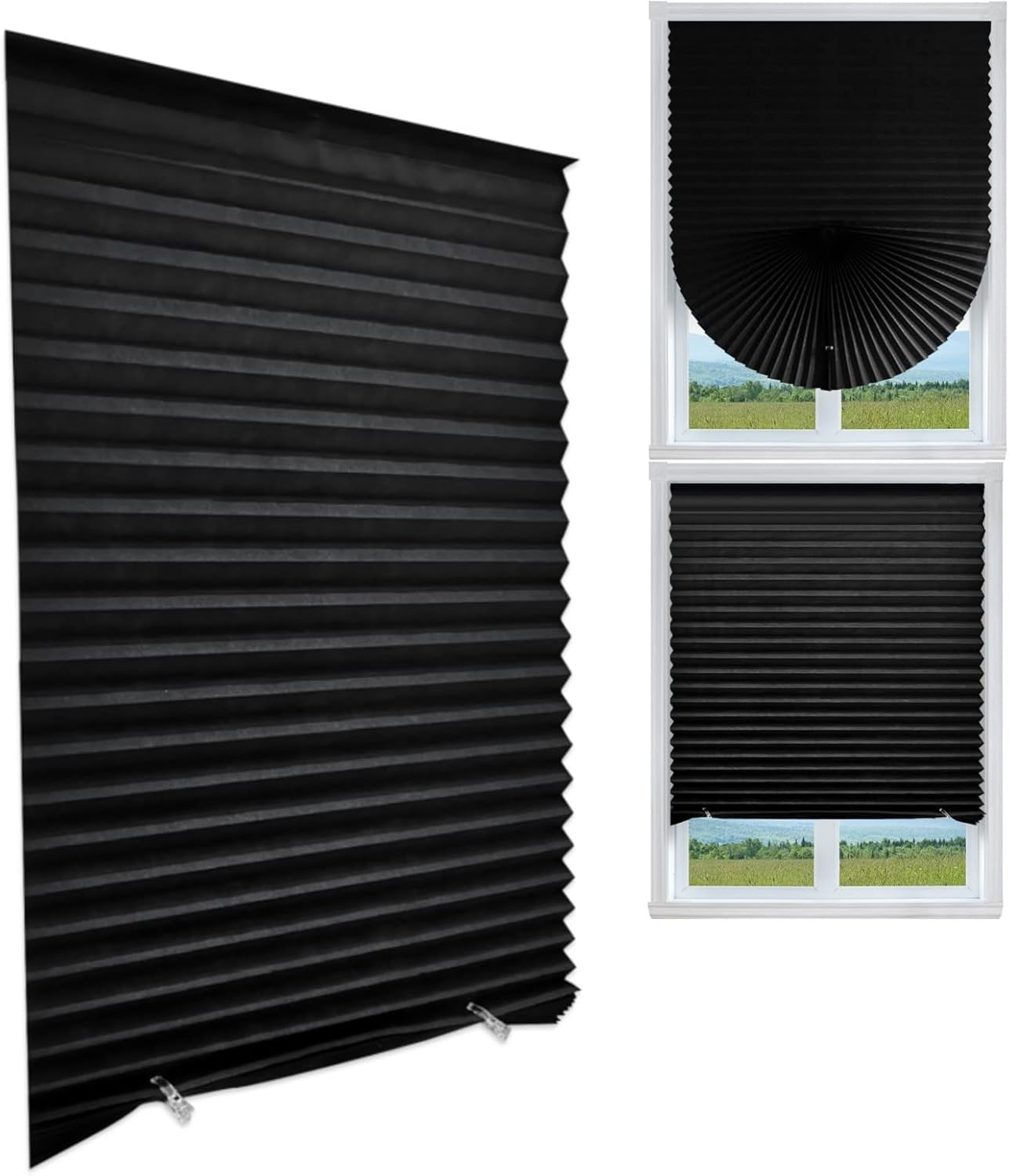 Blackout Blinds for Windows,Temporary Window Shades No Drill Blinds Self Adhesive Blinds Black Mini Blinds for Living Room Kithchen Bathroom Window - 24 X 59 Inch (Fits Windows 15In-24 In)