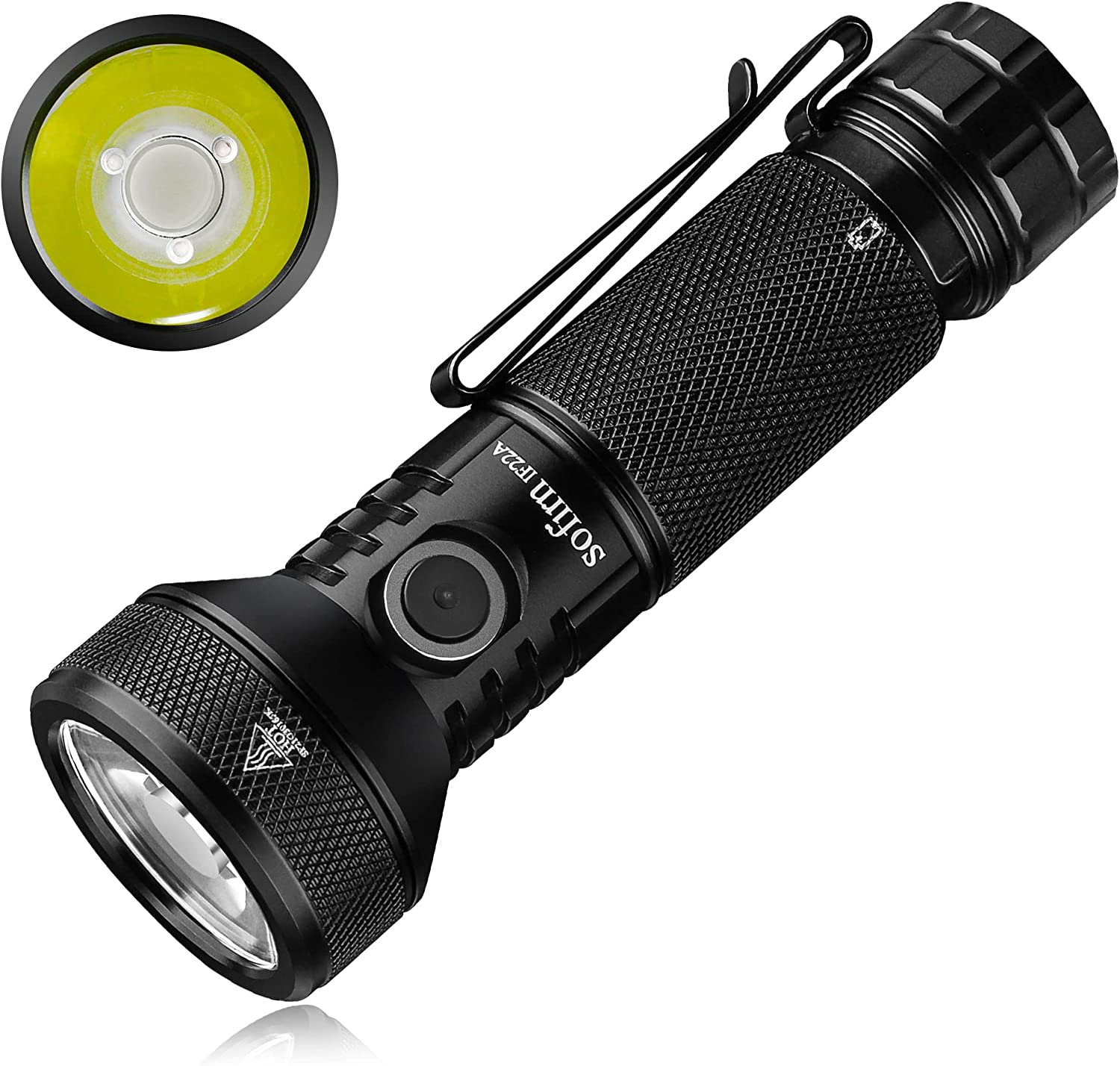 Rechargeable Flashlight, Sofirn IF22A 2100 High Lumen Powerful Thrower Flashlight with 690M Max Long Range, One LED, TIR Lens, Discharge Output for Hiking Searching Camping Emergencies Outdoor (Black)