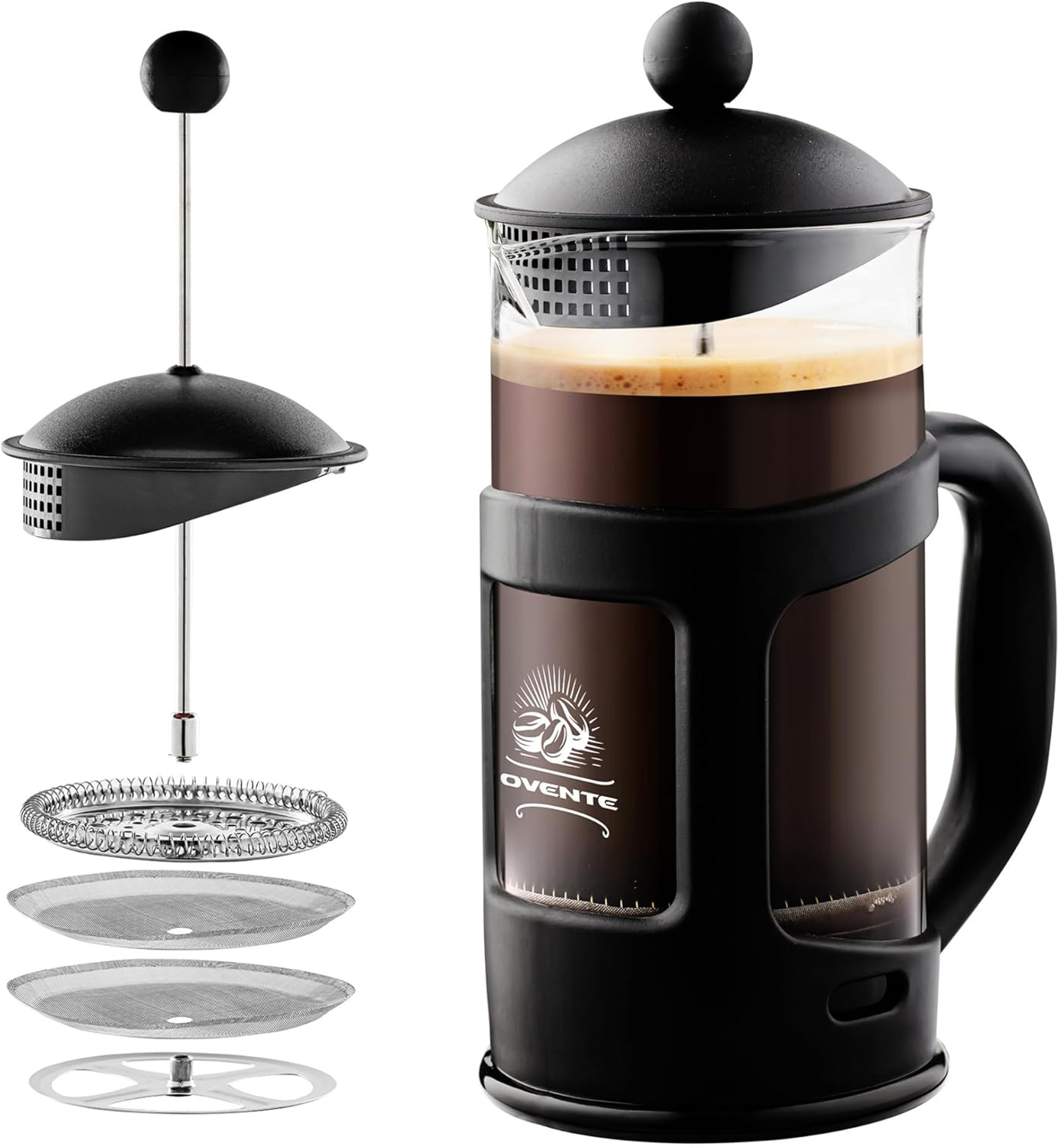 12 Ounce French Press Coffee, Tea and Espresso Maker, Heat Resistant Borosilicat