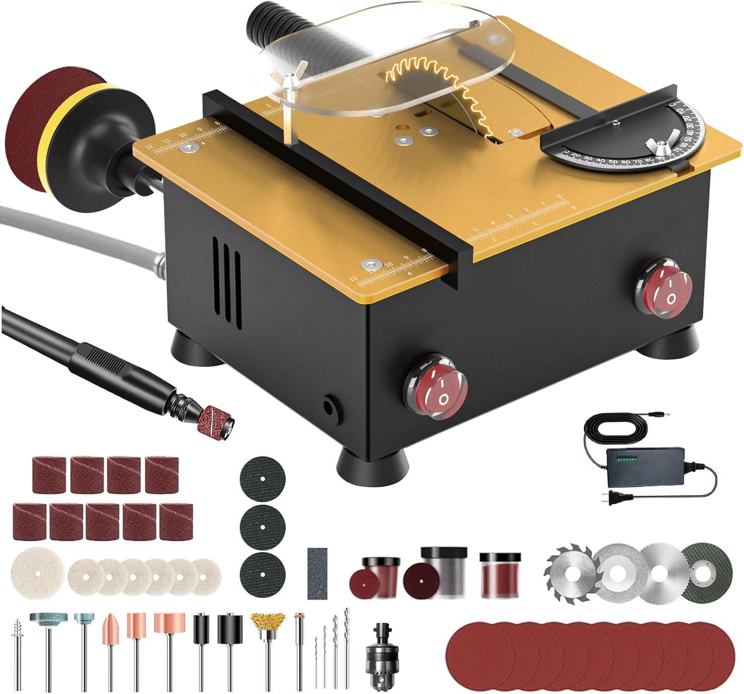 Mini Table Saw for Crafts & Hobbyists [Dual 795 Motors & Switches] 200W/12,000Rpm/26Mm Adjustable Height with Accessories – Perfect for DIY Crafts, Handmade Gifts & Exploring Hobbies