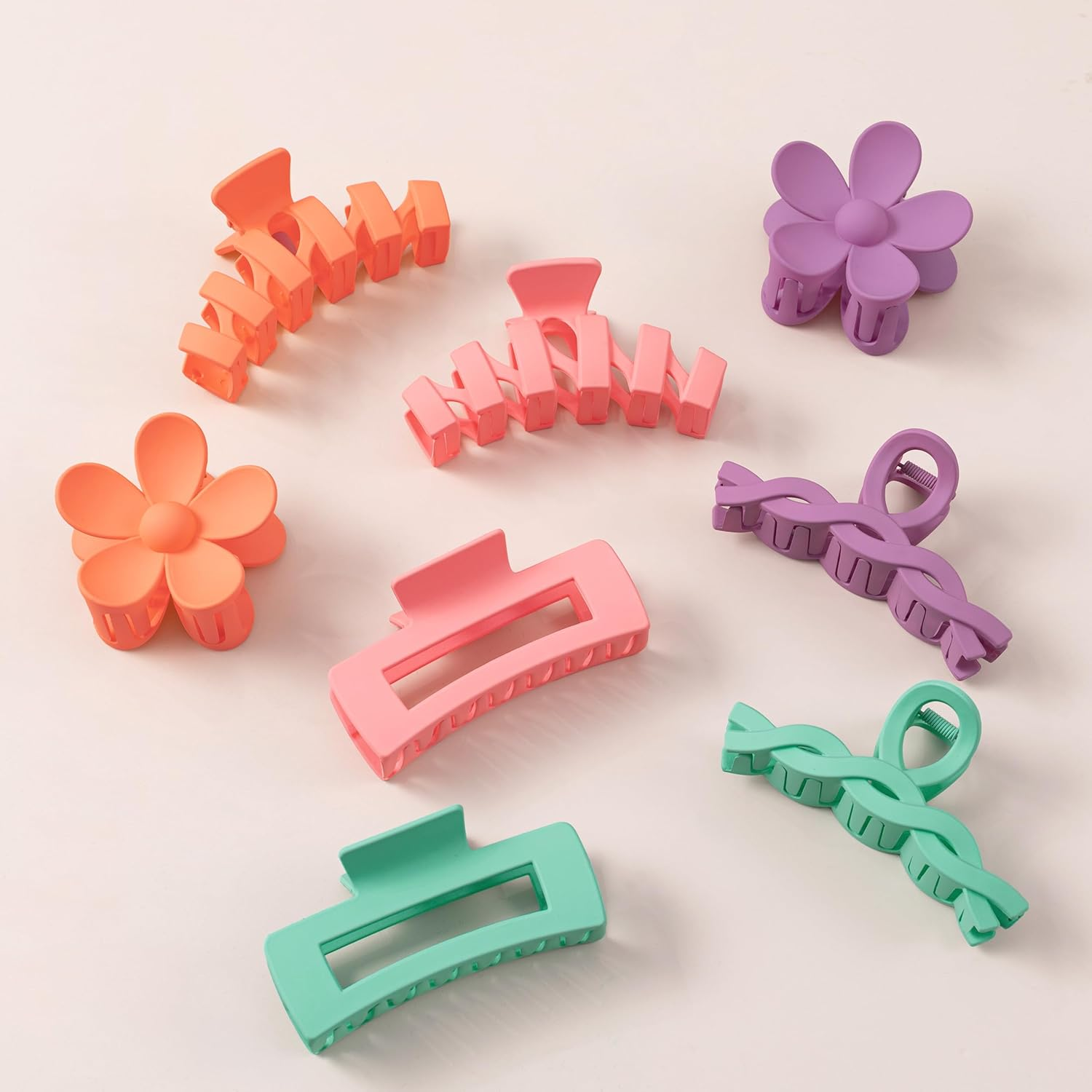 8PCS Colorful Flower Claw Hair Clips Set