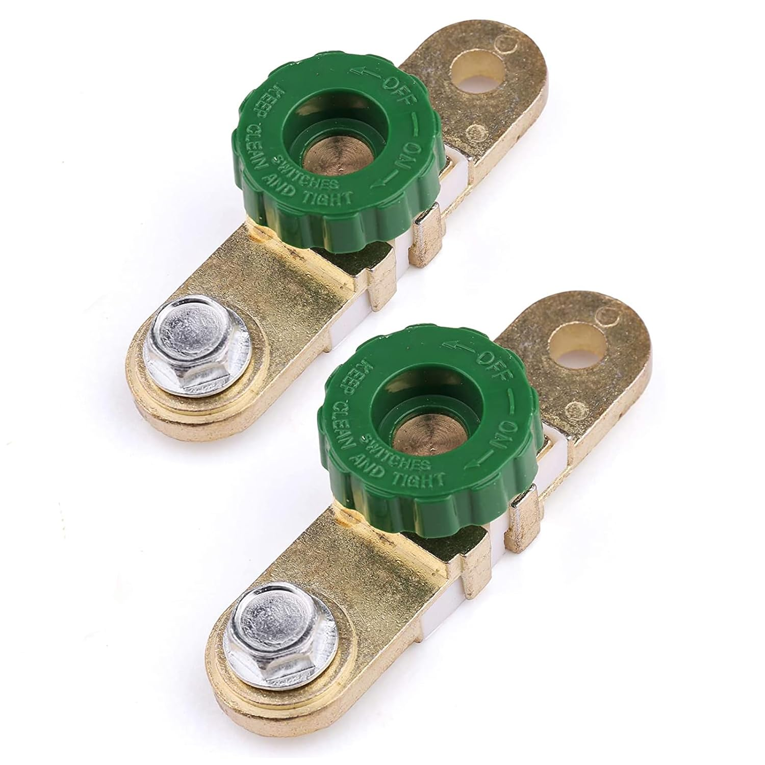 2Pcs Side Post Battery Disconnect Switch, Battery Master Switch Isolator for Power Disconnect Cut off Brass