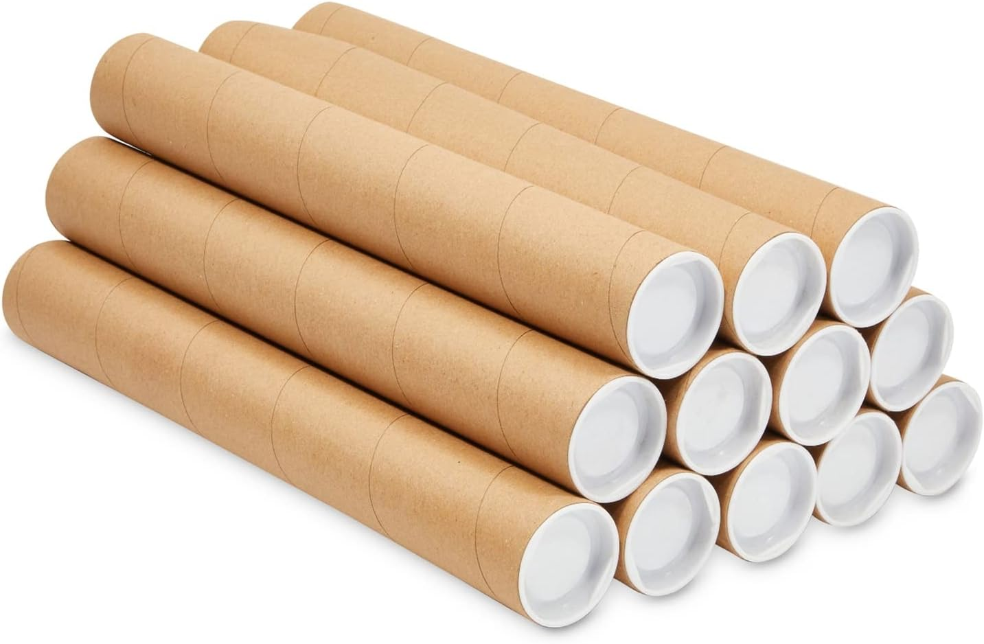 Stockroom plus 12-Pack Mailing Tubes with Caps, 2X15-Inch Kraft Paper Poster