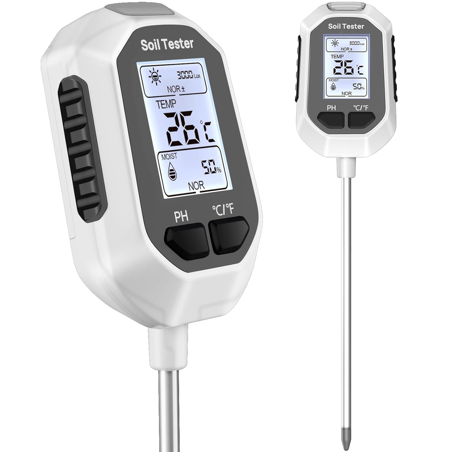 5-in-1 Soil Moisture Meter Digital Plant Temperature/Soil Moisture/PH Meter/Sunlight Intensity/Soil Fertility Backlight LCD Display Soil Test Meter for Gardening, Farming and Outdoor Plants