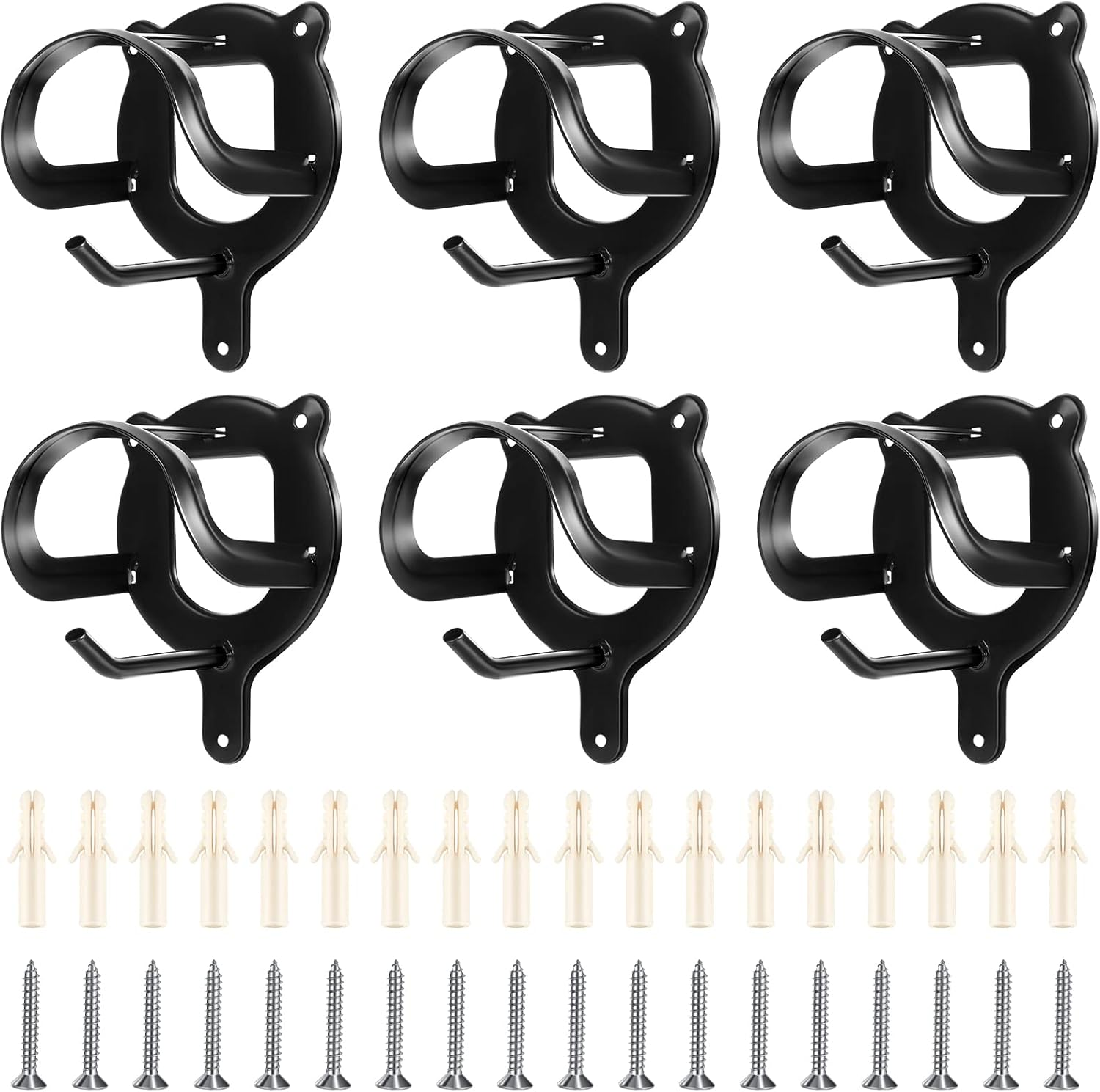 6 Counts Horse Bridle Rack Bridle Bracket Bridle Hooks Horse Tack Storage Halter Hanger Metal Bridle Holder with Tubes and Screw for Barn Supplies, Black