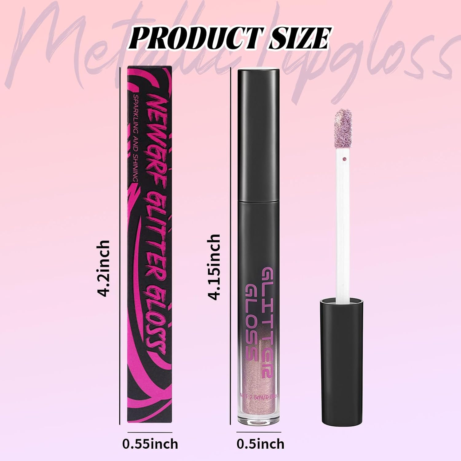 DAGEDA Metallic Shimmer Glitter Lip Gloss, High-Shine & Non-Sticky Glitter Li... - Picture 8 of 14