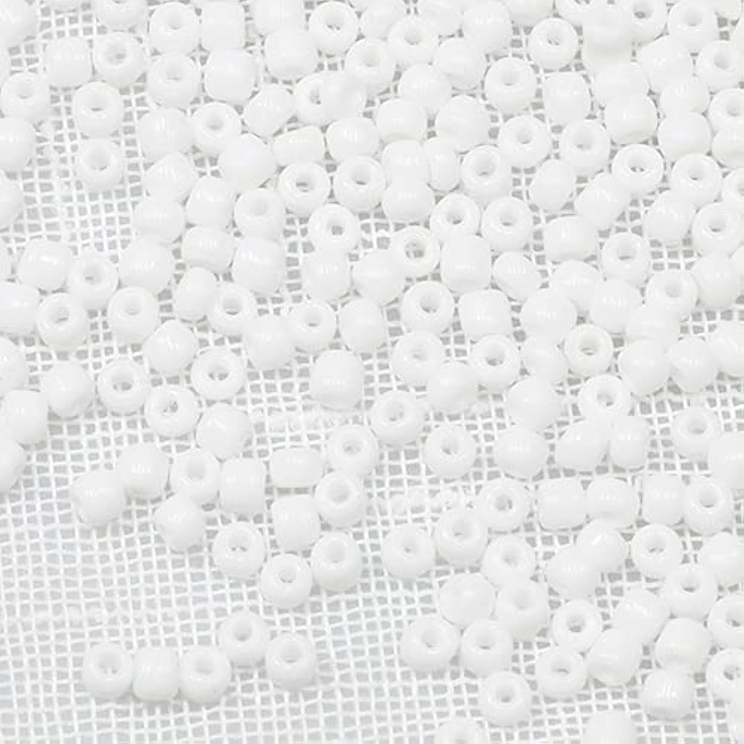 White Beads Size 8/0 Crafts Glass Seed Beads 3mm for Jewelry Making (Total About 100g About 3600pcs)