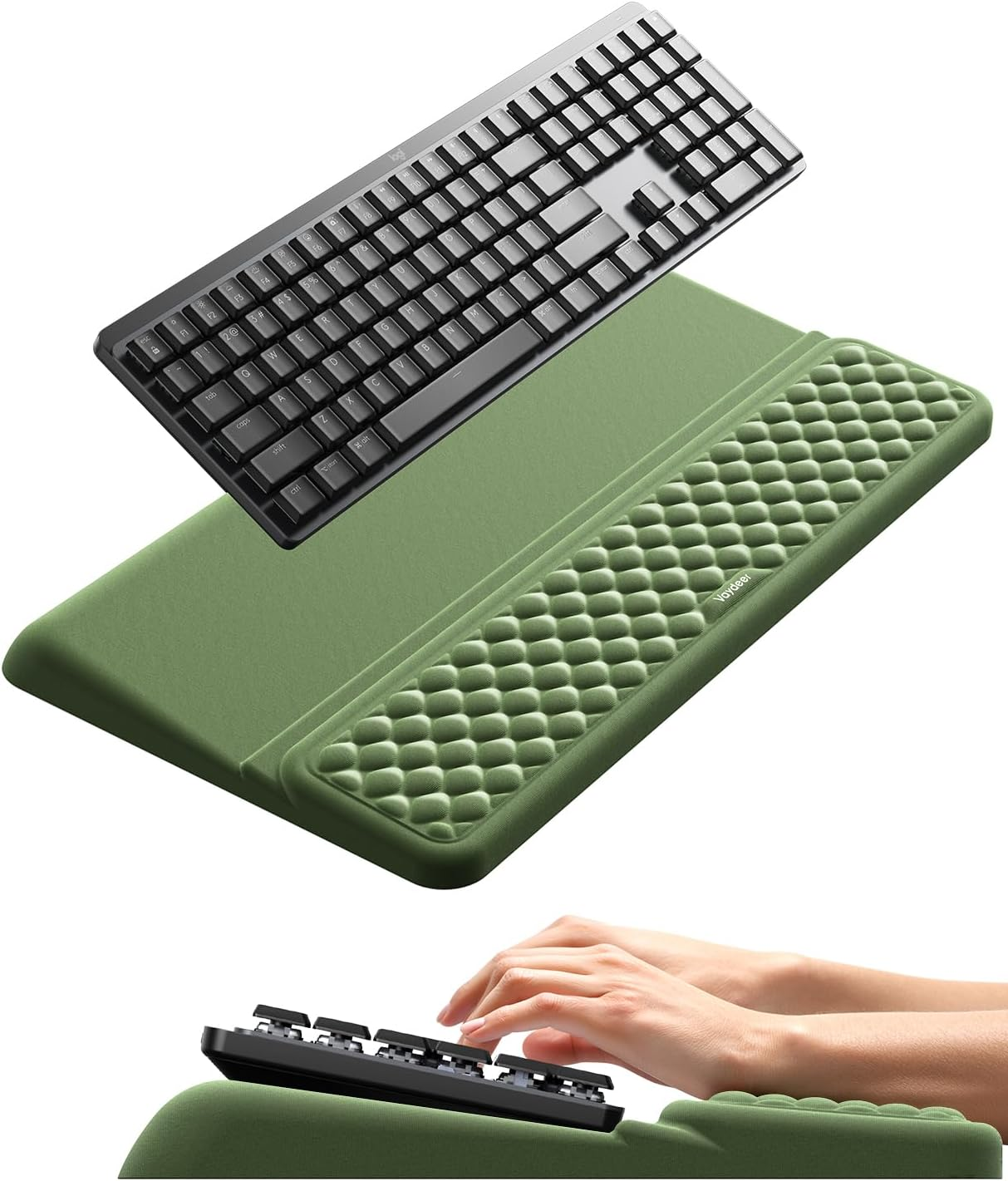 Wrist Rest with Keyboard Stand, Computer Wrist Support Pad, Ergonomic Keyboard Riser Holder Lifter Tray with Wrist Pad, Soft Memory Foam Desk Cushion, Palm Hand Typing for Office Home School
