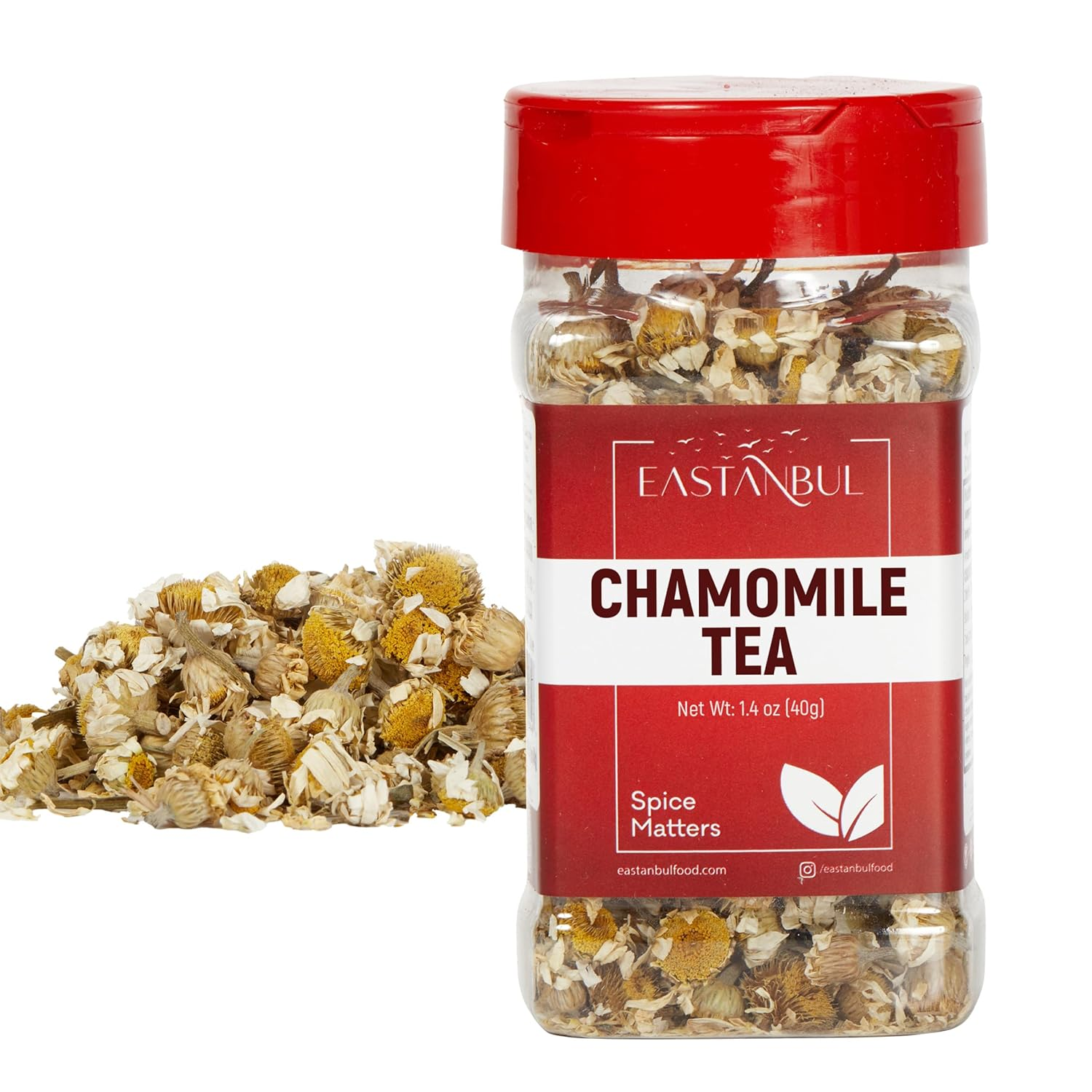 Chamomile Flowers Loose Dried, 1.4Oz, Dried Chamomile Tea Loose Leaf, Flor De Manzanilla, Caffeine-Free Camomile Tea, Camomille Herb, Full Flavor, Vegan, Gluten Free