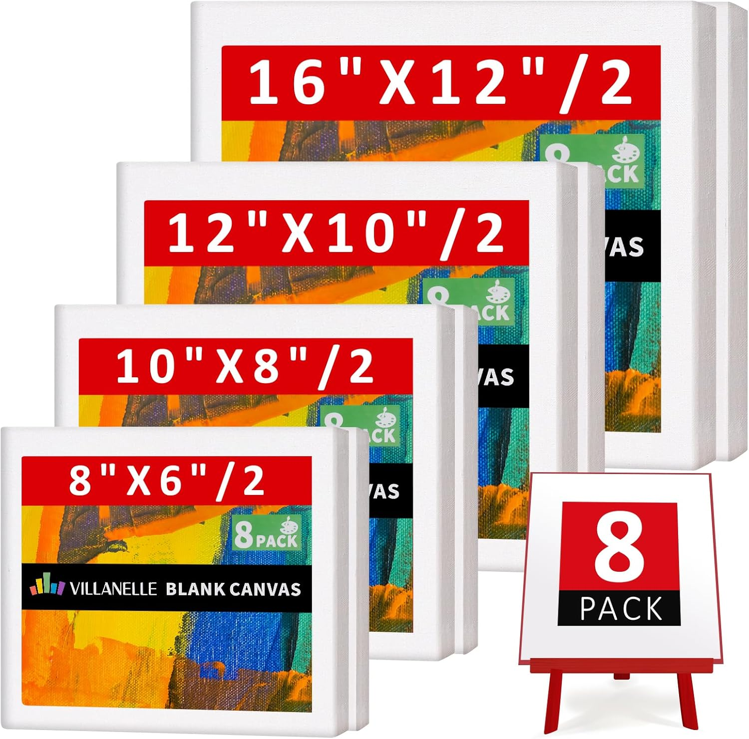 6X8, 8X10, 10X12, 12X16, 8 Set Artist Canvase Frame Board Panels, 100% Cotton 