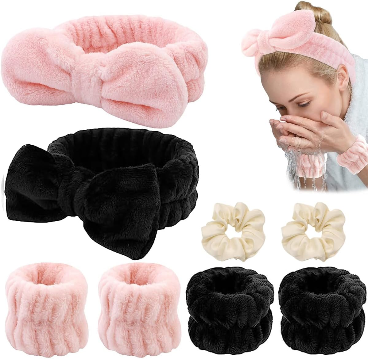 ZANZER 8 Pcs Makeup Spa Headband,Face Wash Facial Headband and Wristband Set,... - Picture 9 of 14