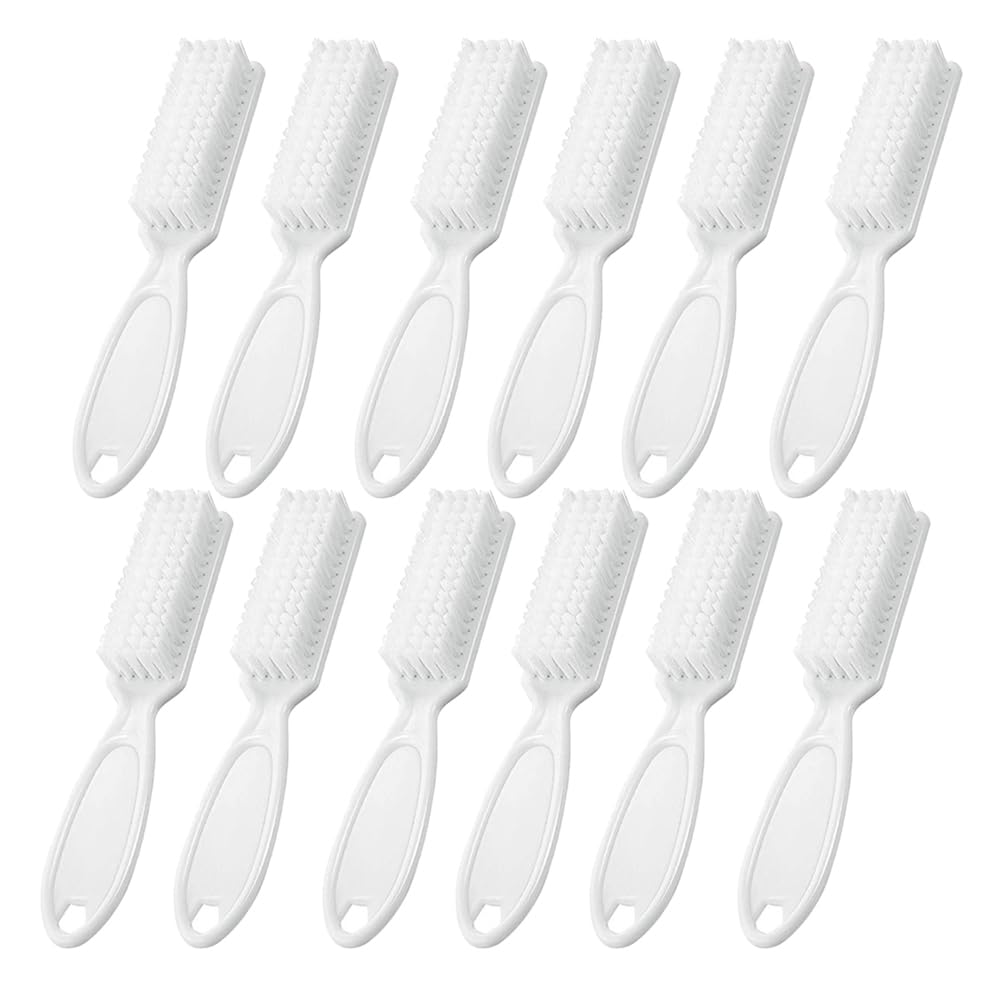 12Pcs Nail Brush for Cleaning Fingernails, Handle Grip Cleaning Brush for Nail and Toenail, Nail Dust Brush Manicure Pedicure Tools Scrubbing Brush Women Men Home Salon(White)