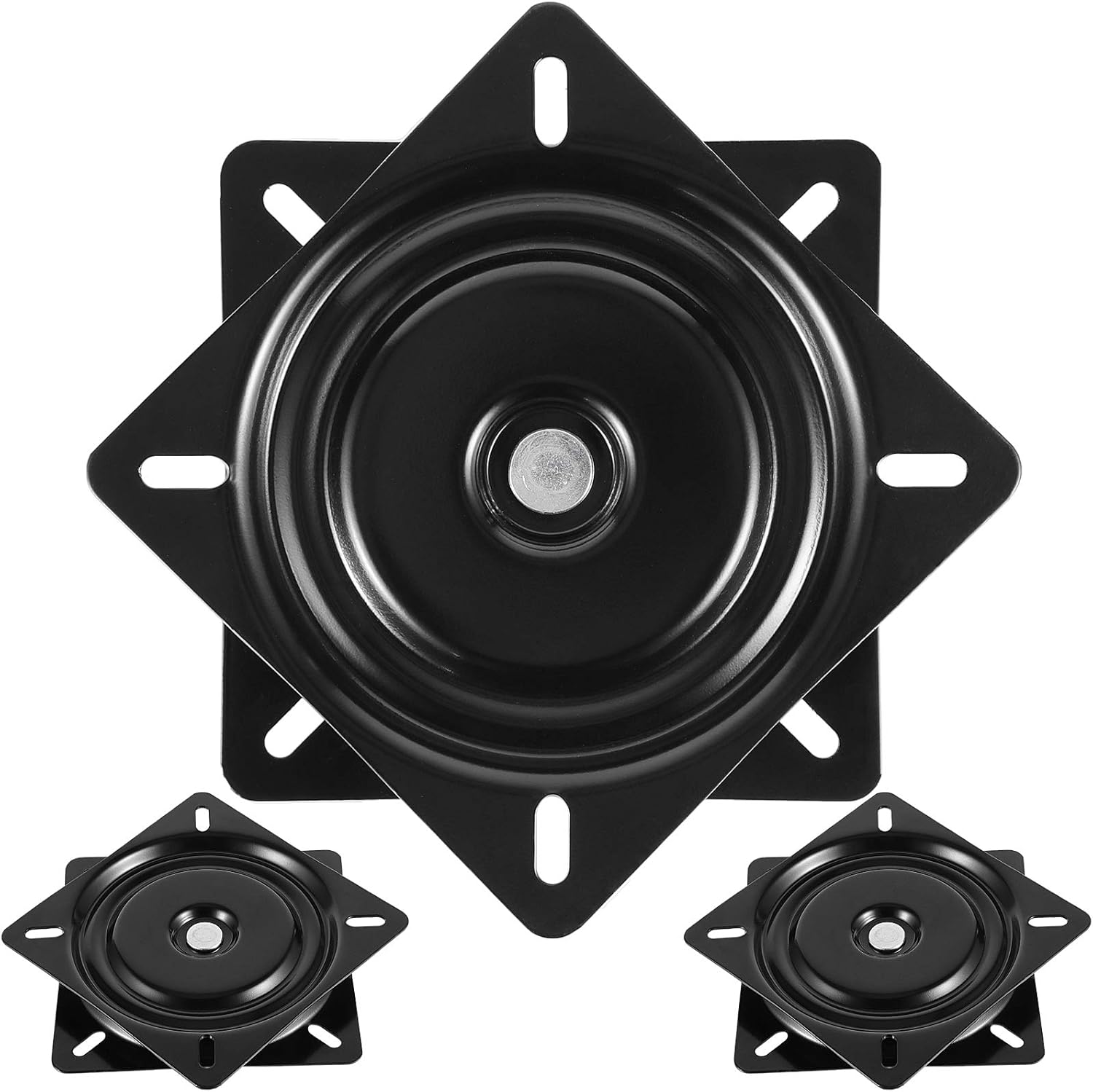 3 PCS 6-1/4 Inch Bar Stool Swivel Plate, Heavy Duty Seat Swivel Base Mount Plate for Stool and Chair, Black