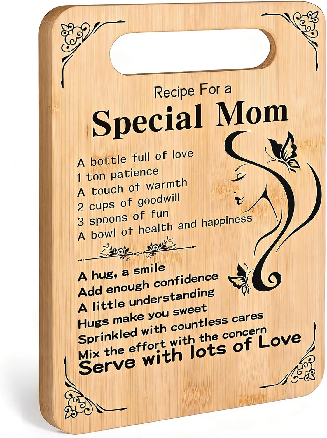 Personalized Cutting Board for Mom - Natural Bamboo 11.8