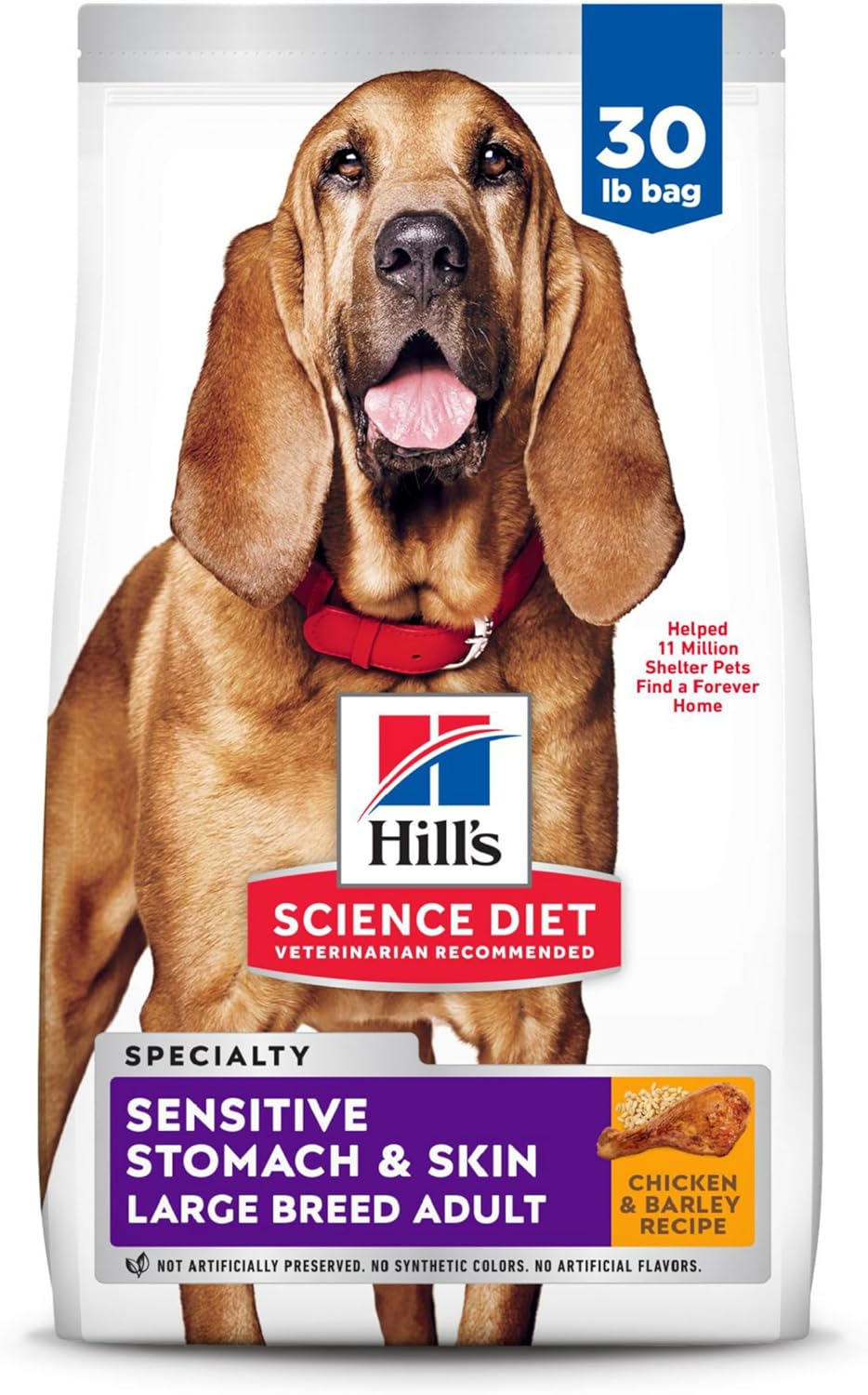 Hill'S Science Diet Sensitive Stomach & Skin, Adult 1-5, Large Breed Stomach & Skin Sensitivity Support, Dry Dog Food, Chicken Recipe, 30 Lb Bag