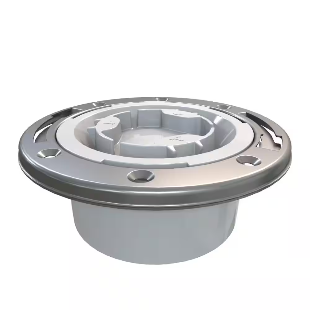 Fast Set 4 In. PVC Hub Toilet Flange with Test Cap and Stainless Steel Ring