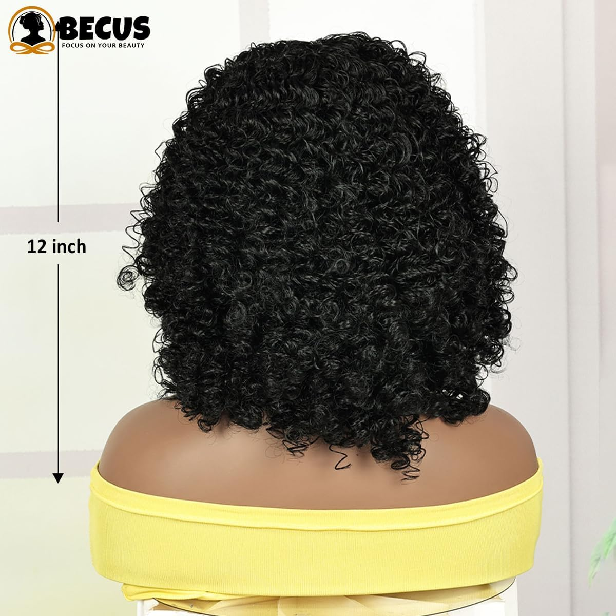 BECUS Afro Curly Wigs for Women 12Inch Natural Black Synthetic African Full K... - Picture 6 of 16