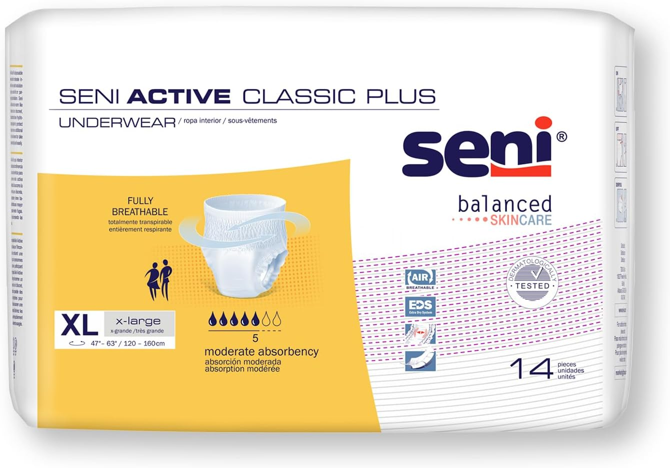 Active Classic plus Unisex Adult Incontinence Underwear, Size X-Large (47