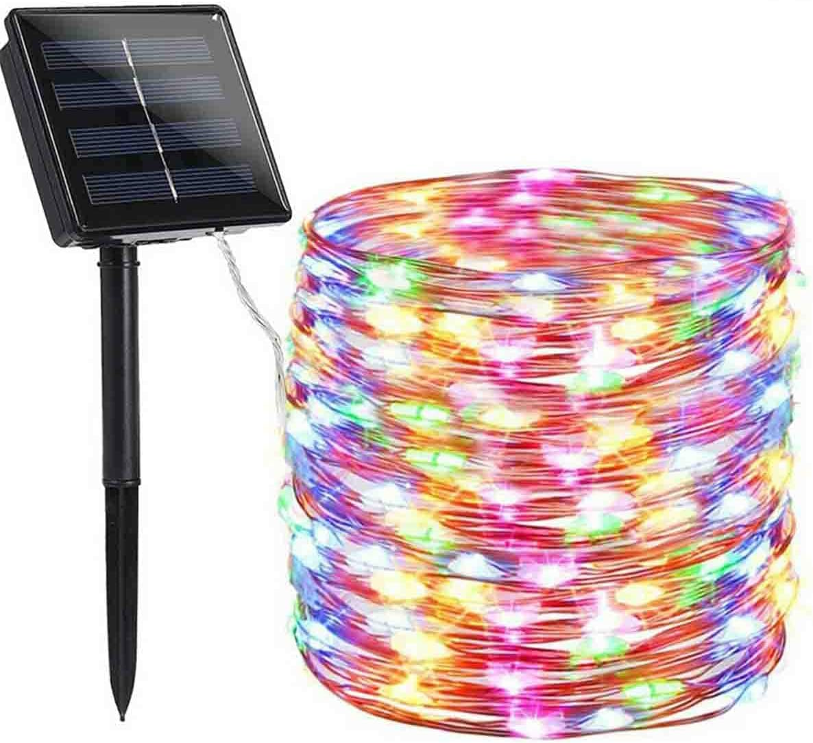 39FT 100 LED Solar Powered Waterproof Fairy Lights, 8 Modes, Copper Wire, Outdoor String Lights for Christmas, Patio, Party, Tree, Yard Decoration