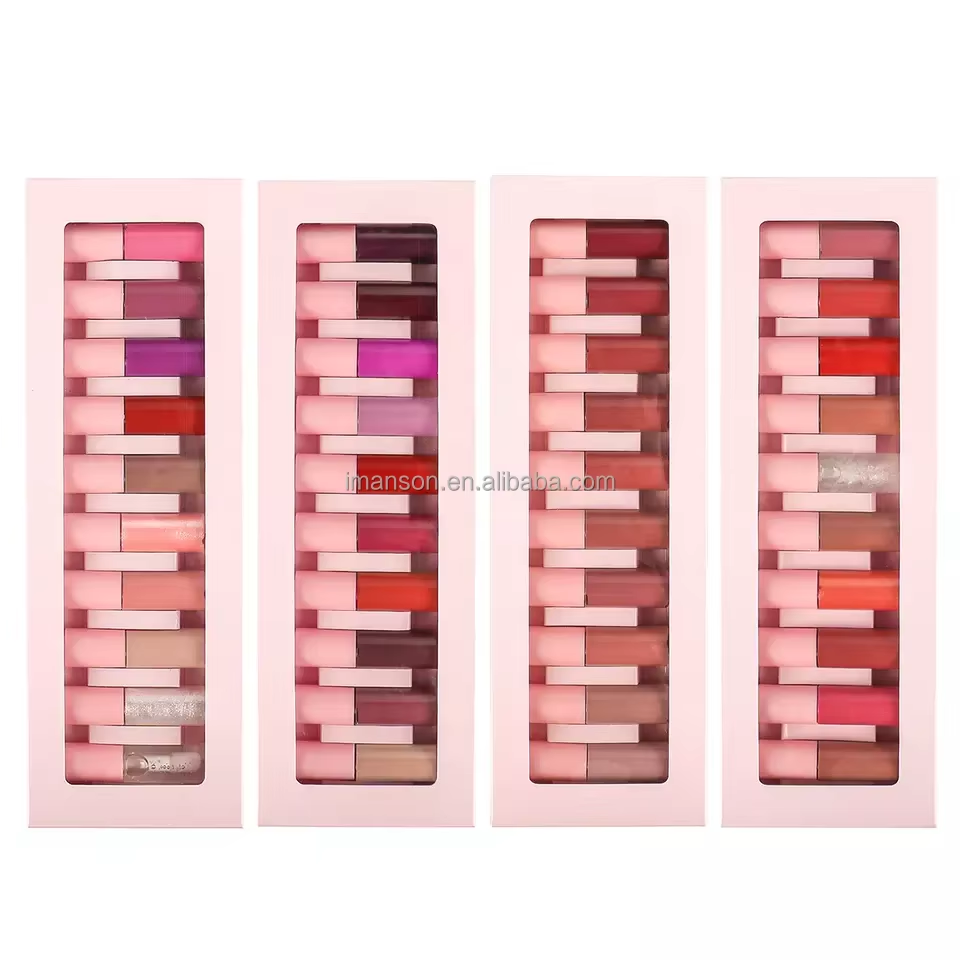 Cute Pink Makeup Sets 10Pc Mini Lip Gloss Kit Waterproof Nude Liquid Lipstick Set