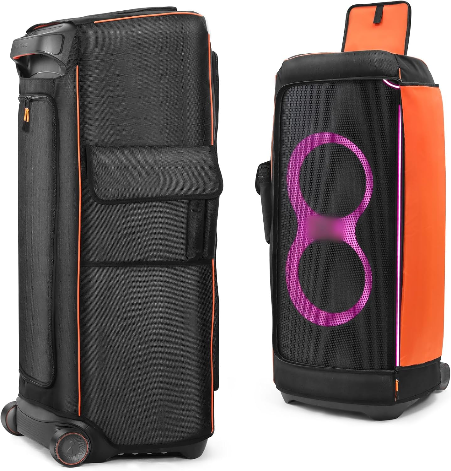 Speaker Case Compatible with JBL Partybox Ultimate,Portable Speaker Dust Cover Storage Bag Fits for JBL Partybox Ultimate for Outdoor Travel,Black+Orange,Cover Only