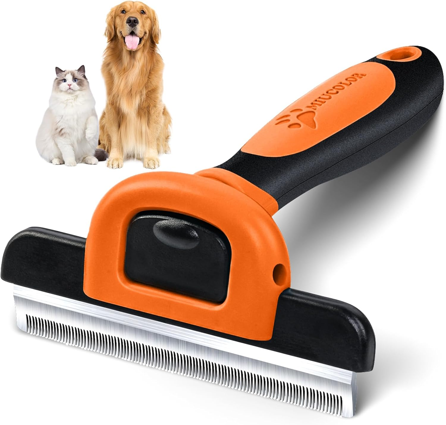 Pet Grooming Brush, Deshedding Tool for Dogs & Cats, Effectively Reduces Shedding by up to 95% for Short Medium and Long Pet Hair, Orange