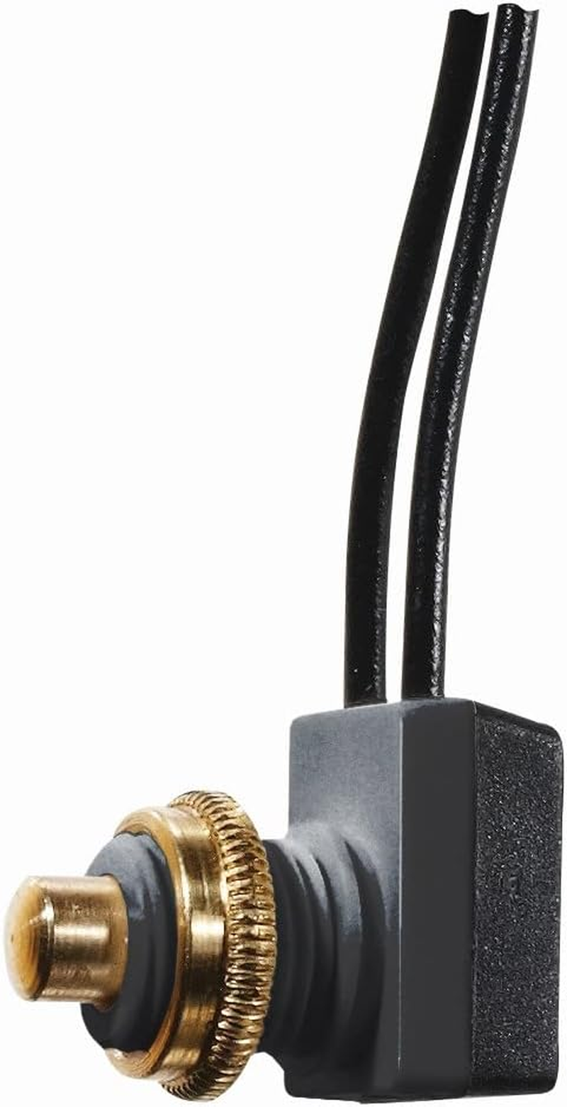 S751 Push Button Switch 10 Amp On / Off SPST 8 inch Leads