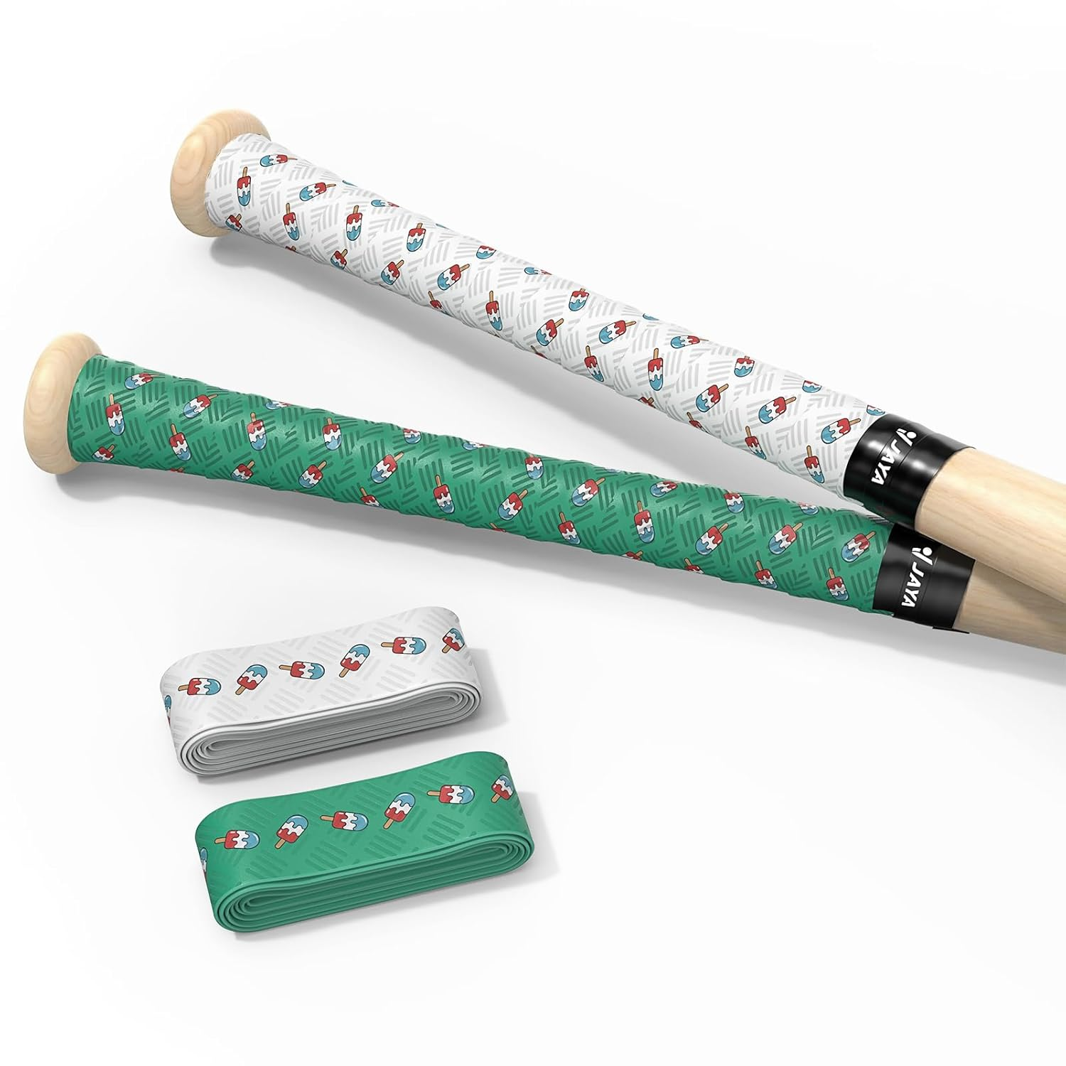 Bat Grip Tape, 2-Pack Mixed Colors, 1.1Mm PU Bat Wrap with Full Adhesive Backing, Non-Slip Sweat-Wicking & Breathable Handle Grip for Baseball/Softball/Cricket Bats, 1100 X 27Mm