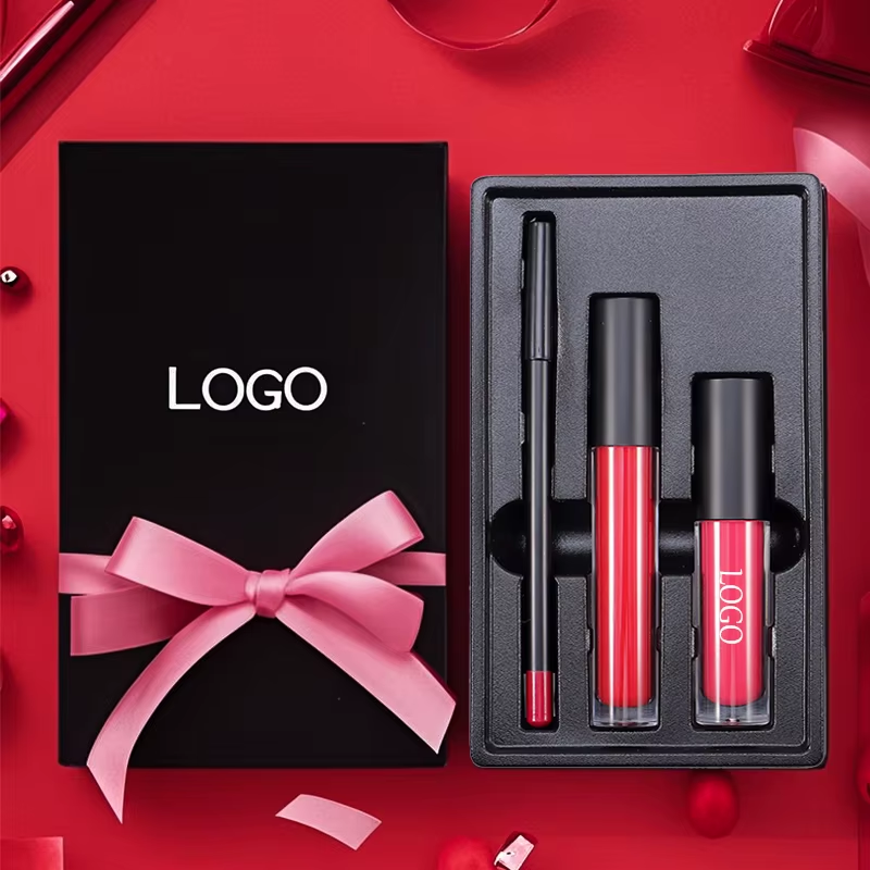 3 in 1 Lipgloss Lipliner Lip Kit Set Private Label Vegan Makeup Waterproof Matte Lipstick Lipliner Lip Gloss Lip Combo Set