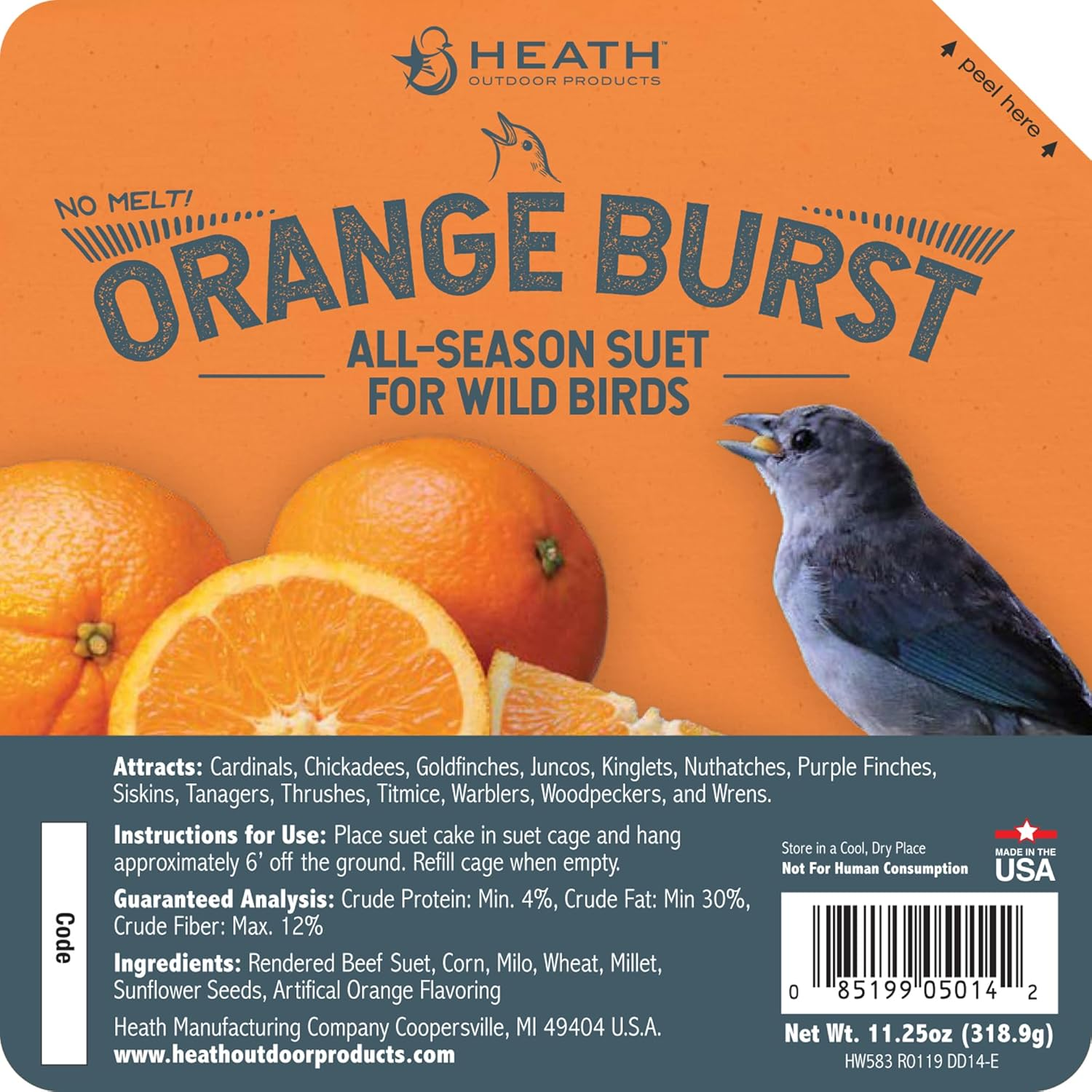 DD-14 Orange Burst Suet Cake, 11.25 Oz, Case of 12