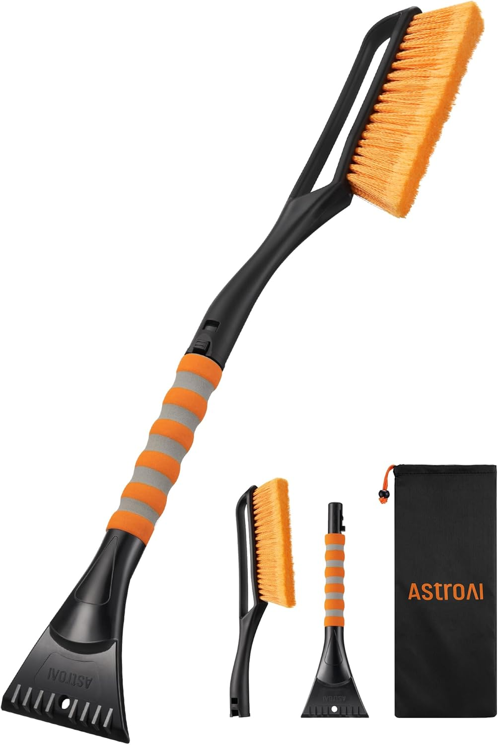 27in Snow Brush Ice Scraper Detachable Foam Grip for Car Truck SUV Orange