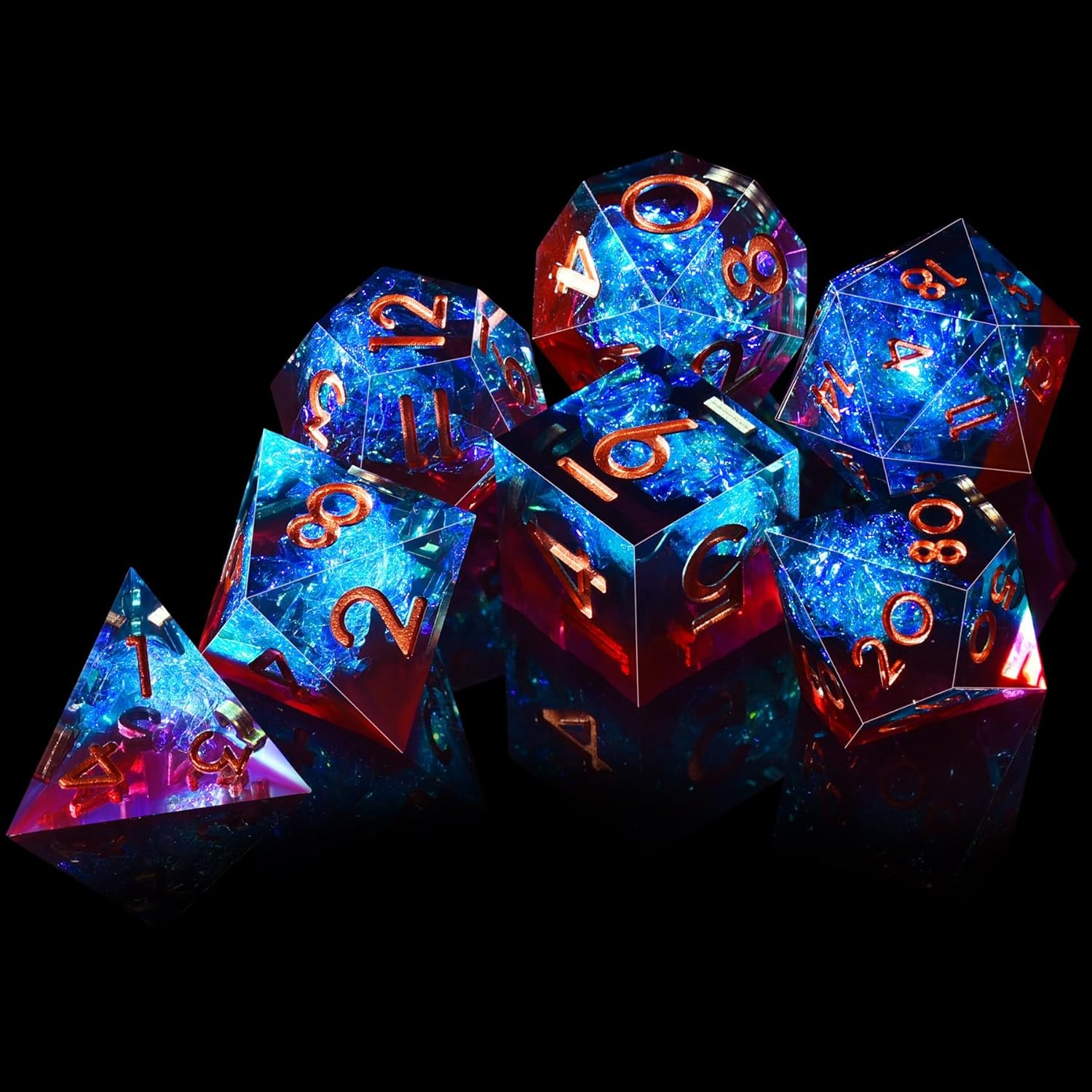 AUSTOR 7-Die DND Dice Set Handmade Sharp Edge Polyhedral Dice for Dungeons an... - Picture 6 of 29
