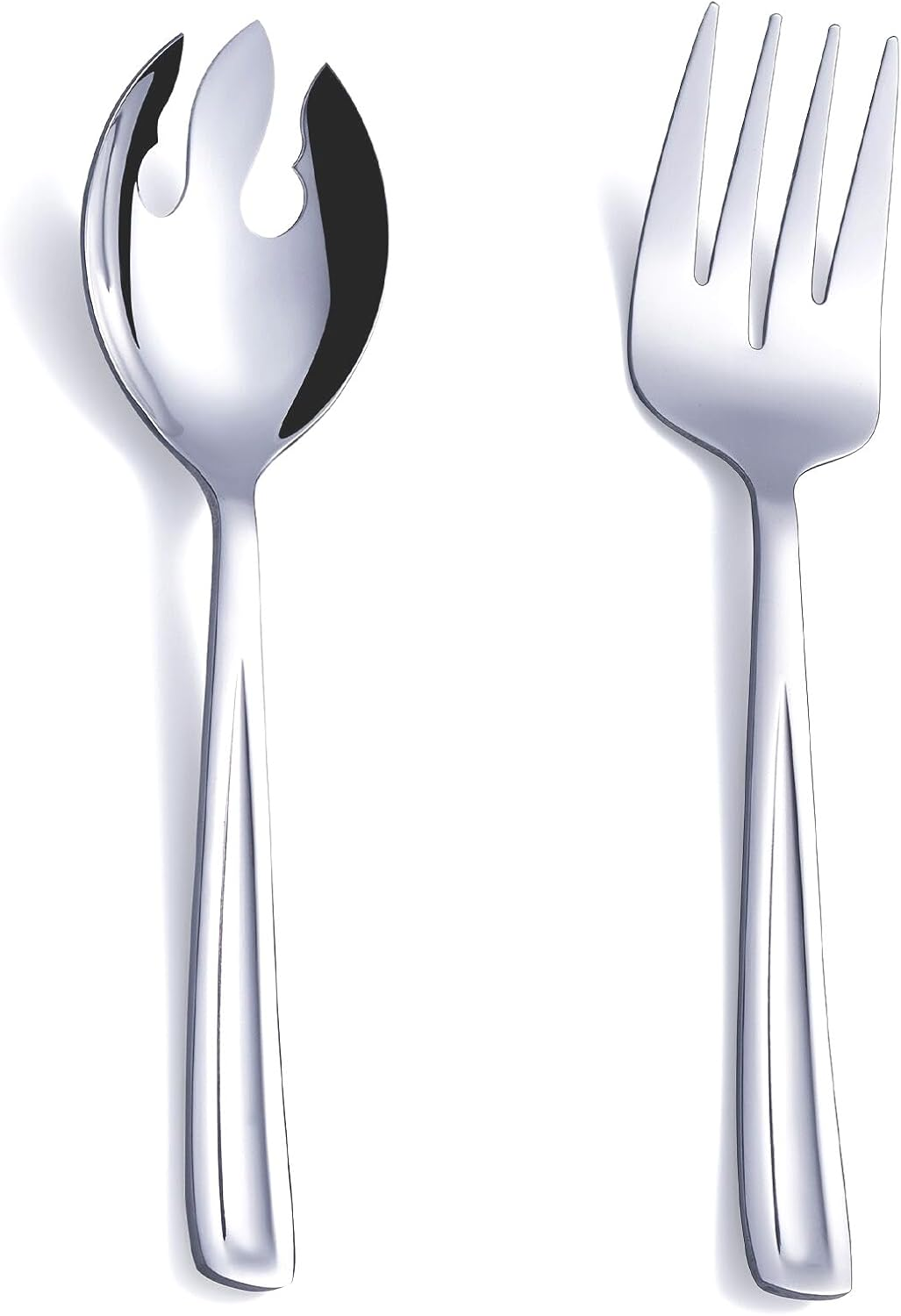 Salad Server Set, 9.5-inch Stainless Steel Salad Serving Utensil, 2-Piece Large Salad Spoon and Fork Serving Set, Dishwasher Safe