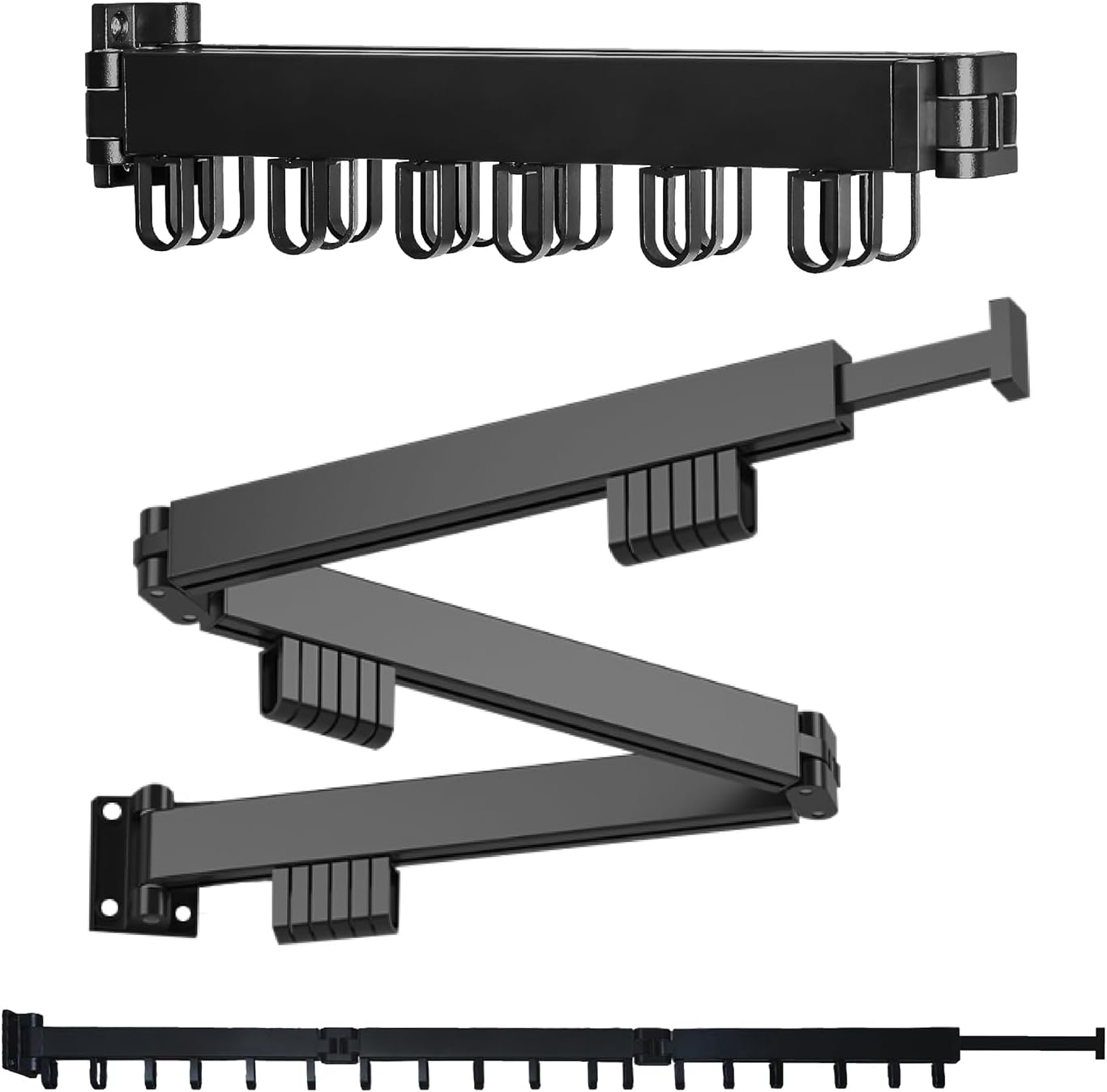 Wall Mounted  Drying Rack - Collapsible, Foldable Space Saving Laundry Hanger - Trifold Expandable, Retractable Heavy Duty  Line - Indoor Laundry Room Dryer Hanging Clothesline