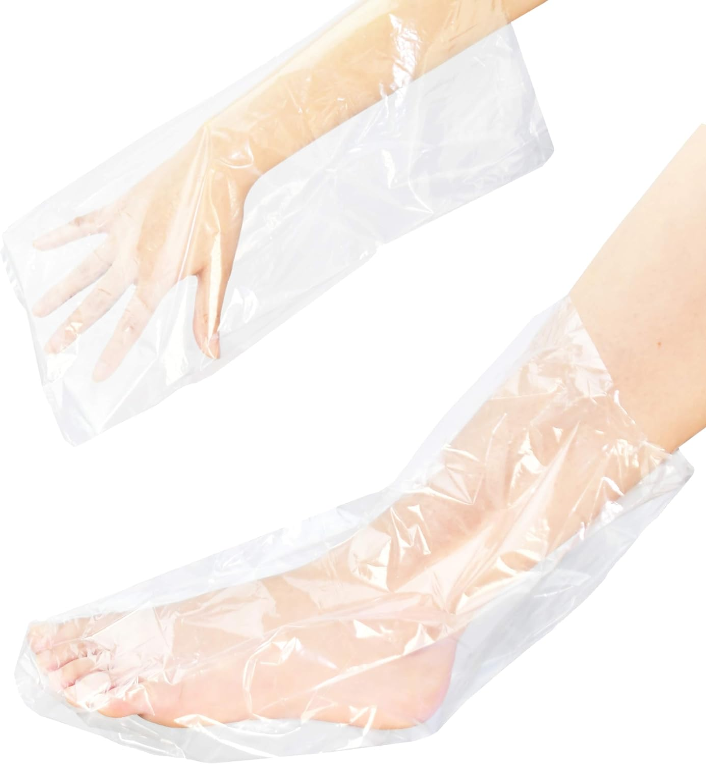 AMT 100 Count Paraffin Wax Bags for Hands and Feet, Plastic Refills Liners, Socks and Gloves Paraffin Bath Mitts Covers for Therabath Wax Treatment Machine Therapy