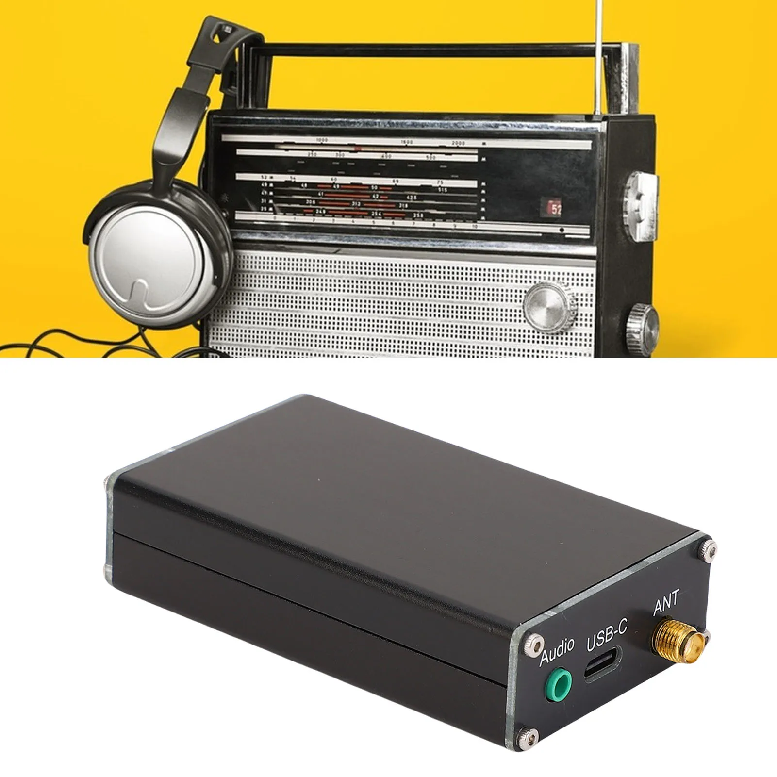2KM FM Transmitter FM Broadcast Station LCD Digital Display 1M Telescopic Antennae 76-108MHz with Cable for Audio Signal Device