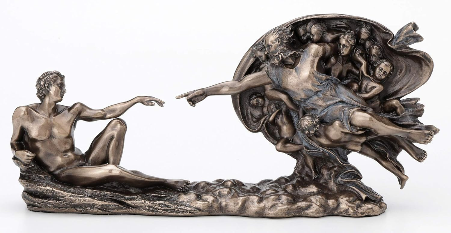 4.5 Inch Genesis the Creation of Adam Sistine Chapel Michelangelo Great Art Religious Antique Bronze Statue