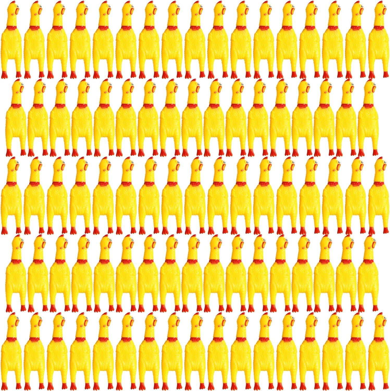 Libima 150 Pcs 6.3 Inch Screaming Rubber Chicken Toy Bulk, Mini Squeeze Rubber Chicken Small Squeak Toys, Prank Novelty Noise Toy for Pet Chew Party Gifts Reduce Separation Anxiety(Yellow)