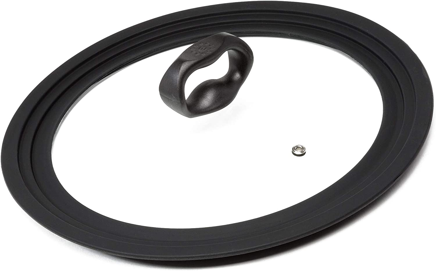 Ecolution Universal Lid for Pots and Pans, Fits 9.5-Inch to 12-Inch Cookware, Tempered Glass Replacement Lid with Heat Resistant Silicone Edge, Dishwasher Safe, Made without BPA, Large, Black