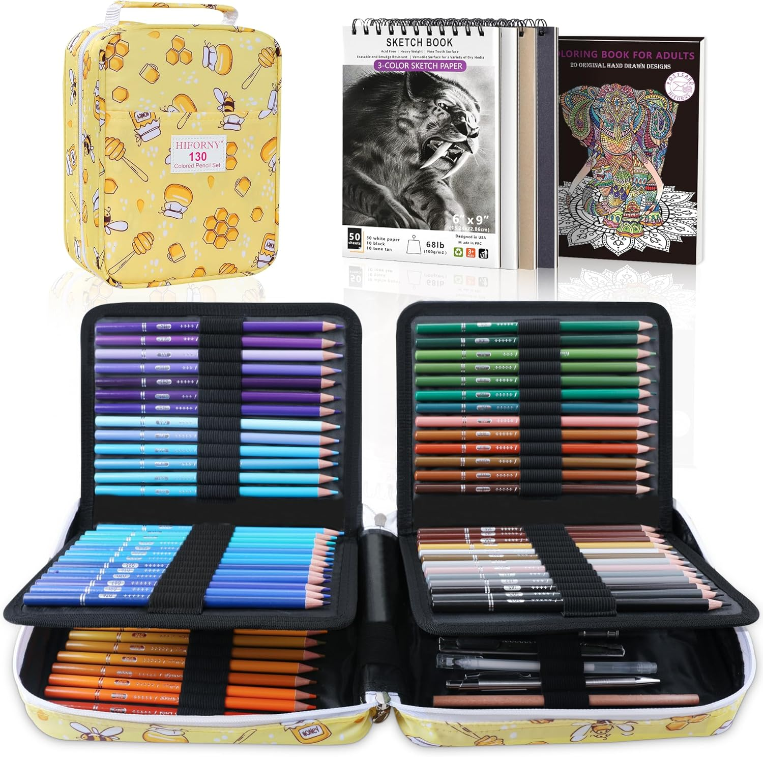 130 Pencil Crayons for Adult Coloring Books – 120 Colors Colored Pencils with Extras,Artists Soft Core,Drawing Pencils Art Craft Supplies for Adults Beginners Kids