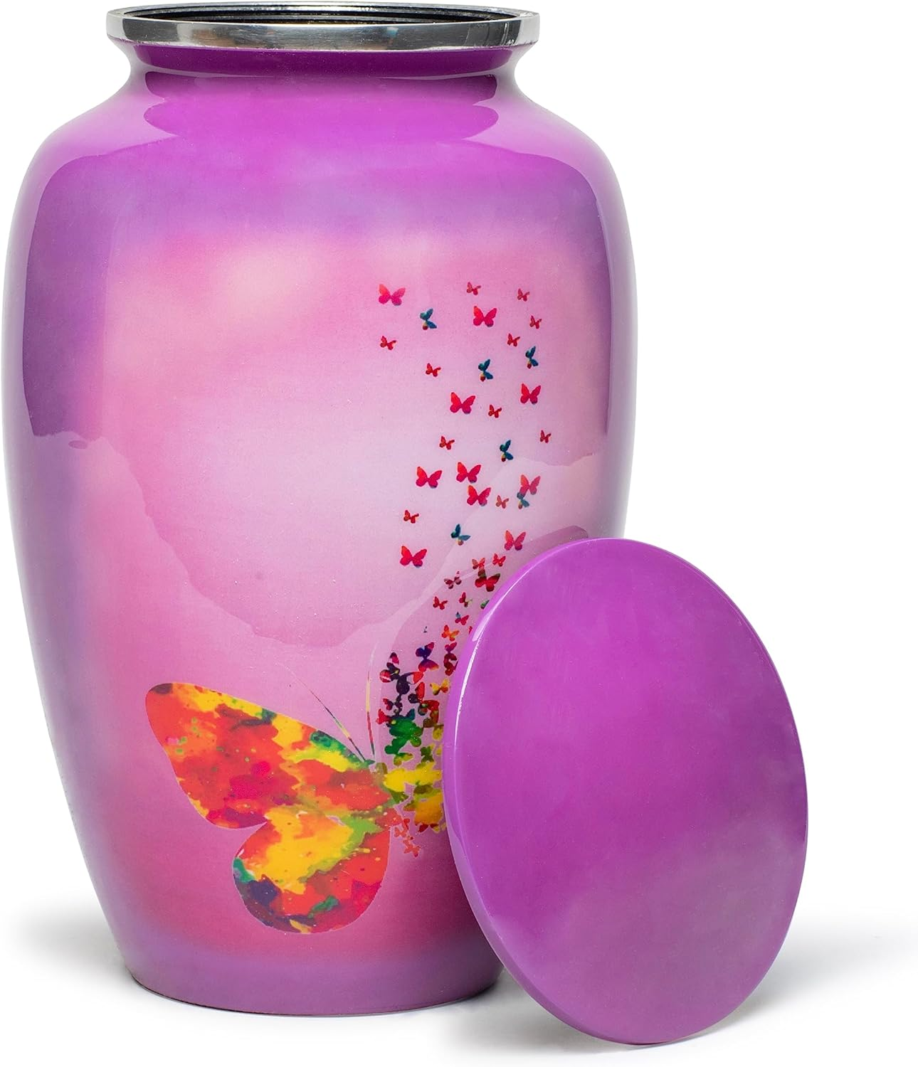 Large Urn for Ashes, Adult Male & Female Cremation Urn for Human Ashes with Elegant Finish, Secure Seal & Velvet Bag, Funeral Vase for Men & Women 200 Lbs 7X11” (Purple M, Large)