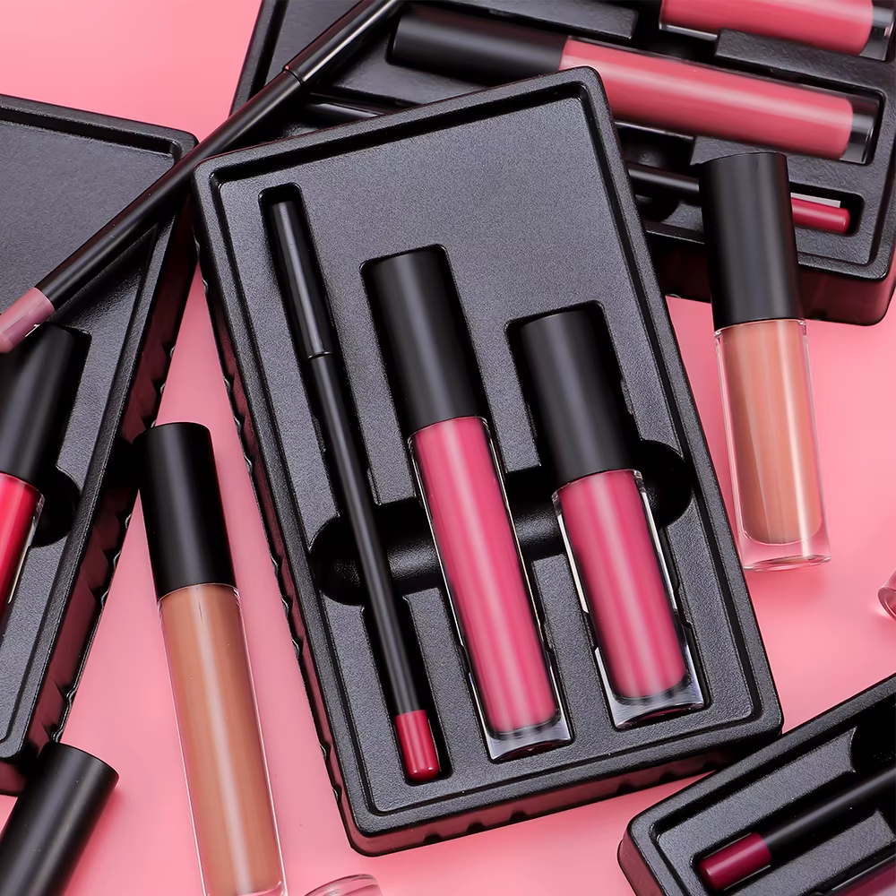 3 in 1 Lipgloss Lipliner Lip Kit Set Private Label Vegan Makeup Waterproof Matte Lipstick Lipliner Lip Gloss Lip Combo Set