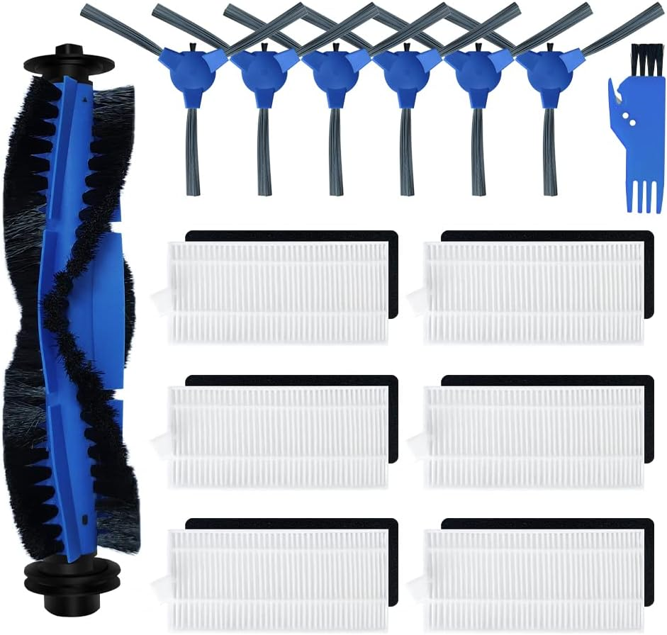 Spare Accessories Compatible with Eufy 11S, 25C, 30C Slim Robotic Vacuum Cleaner NOT for Max/G/L Series Replacement Parts Include: 1 Roller Brush 6 Edge Brushes 6 Filter Foam Kit