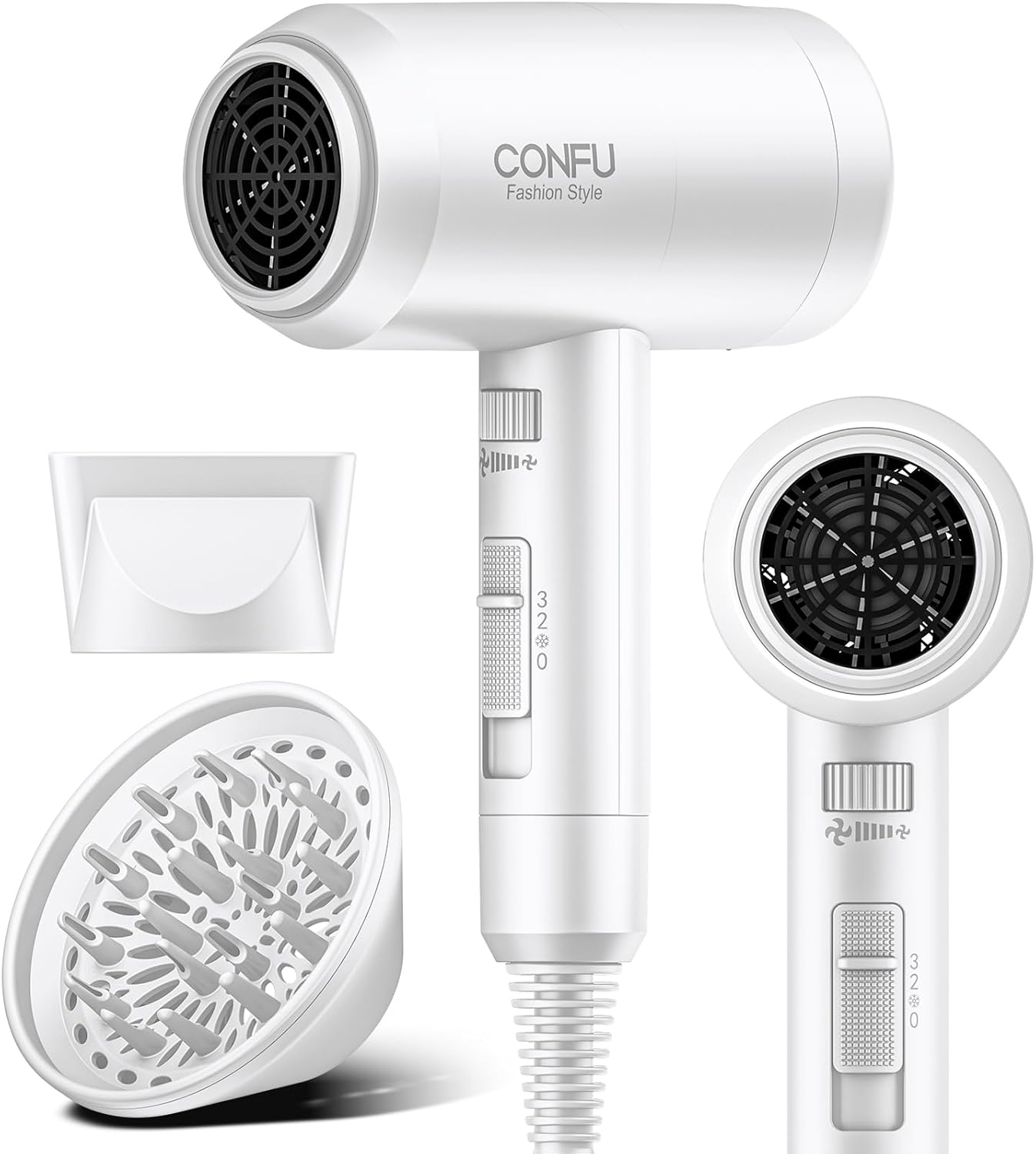 Secador de cabello con difusor, 21,000 RPM, portátil, para cabello rizado.