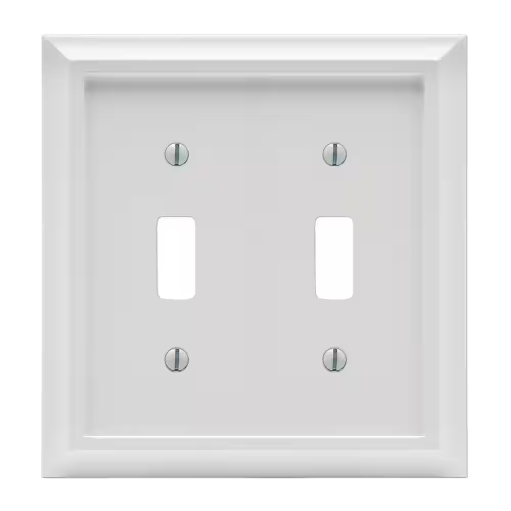 Deerfield 2 Gang Toggle Composite Wall Plate - White