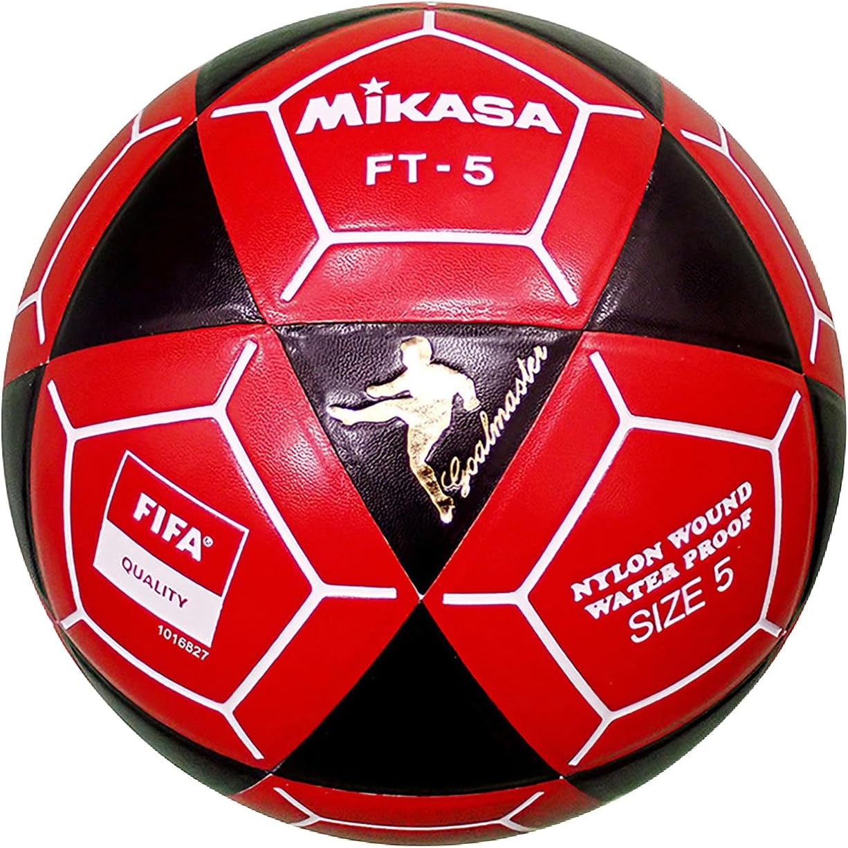 FT5A-BKR-W Goal Master Soccer Ball, Black/Red, Size 5(FIFA Quality/Footvolleyball)
