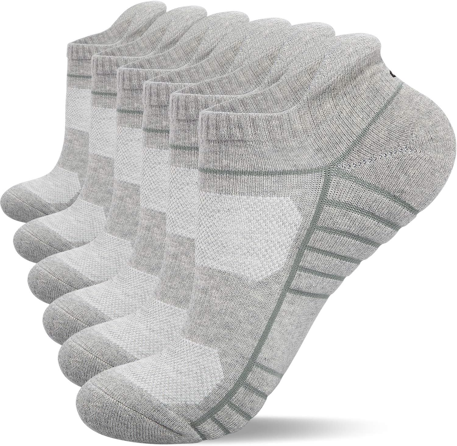 6 Paar Sneaker Socken Herren Damen Gepolsterte Laufsocken Socken Damen Atmungsaktiv Baumwolle Sportsocken , L (43-47 EU)